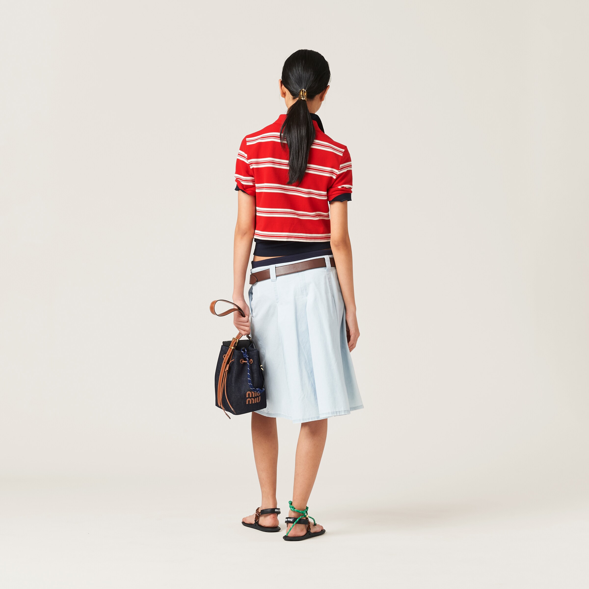 miu miu 赤 ポロシャツ Lサイズ Miu Miu インターシャニット ポロシャツ | レッド | FARFETCH JP