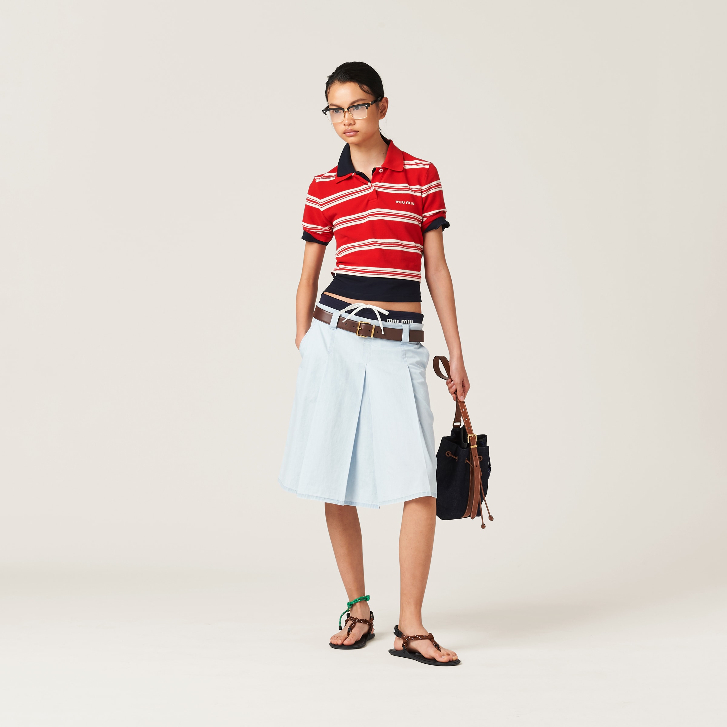 Red/ivory Cotton Piqué Polo Shirt | Miu Miu