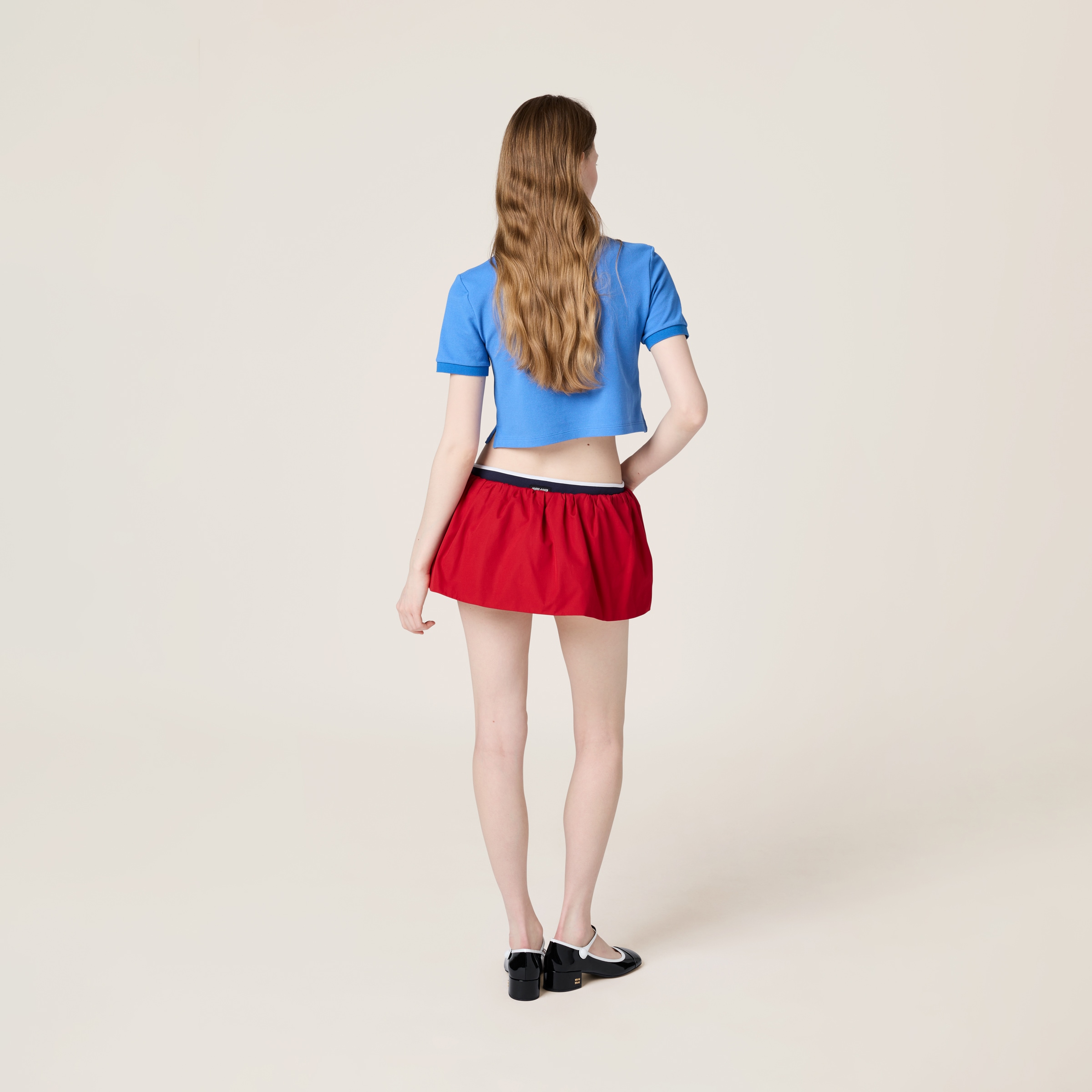 ライトブルー コットン ピケ ポロシャツ | Miu Miu