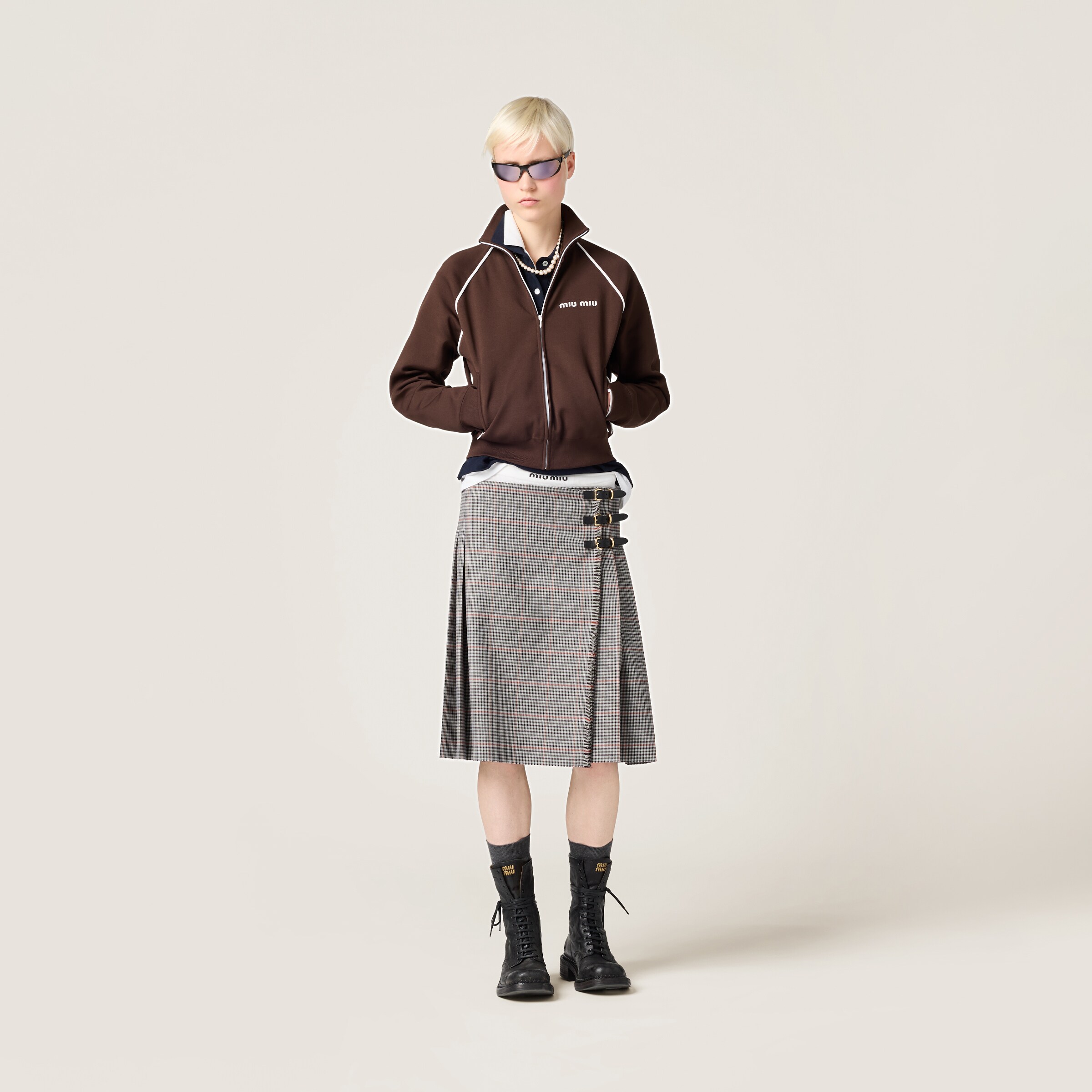 MIUMIU RIBBED JERSEY POLO SHIRT 187376