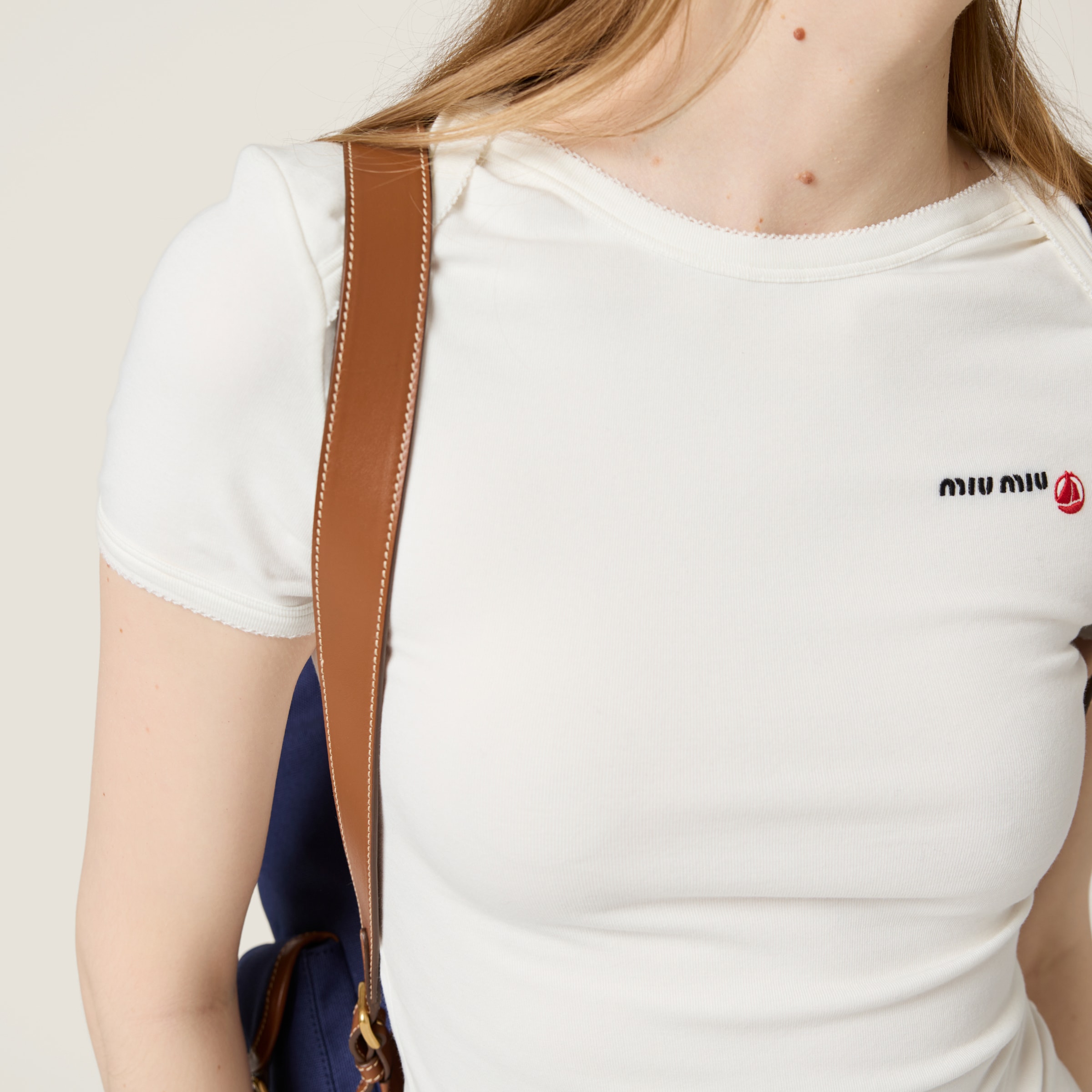 White Petit Bateau X Miu Miu Stretch Jersey Slim T-shirt