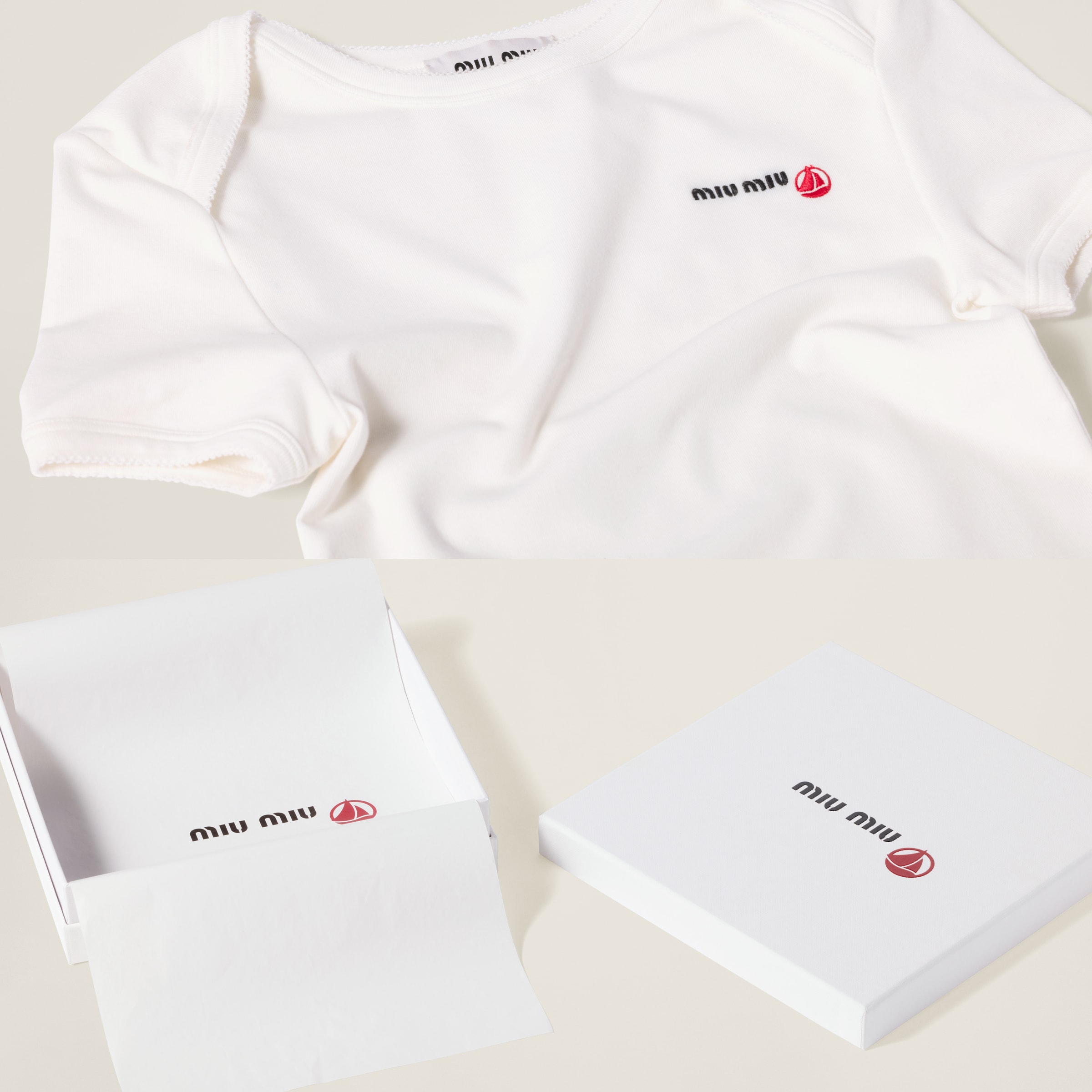 White Petit Bateau X Miu Miu Stretch Jersey Slim T-shirt