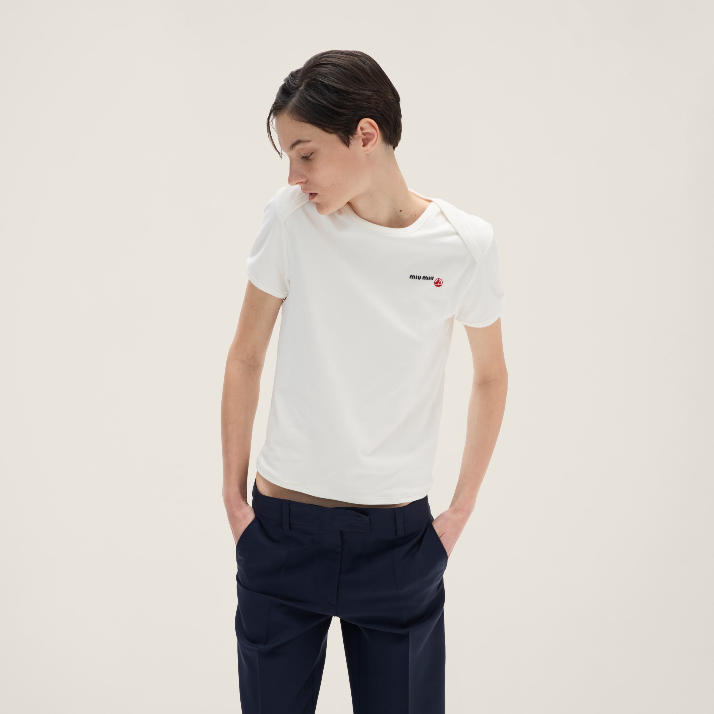 White/white Petit Bateau X Miu Miu Stretch Jersey Regular T White/white Petit Bateau X Miu Miu Stretch Jersey Regular T
