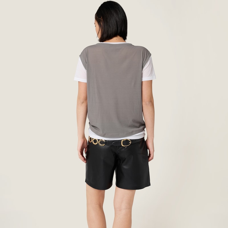 Ribbed knit jersey T-shirt