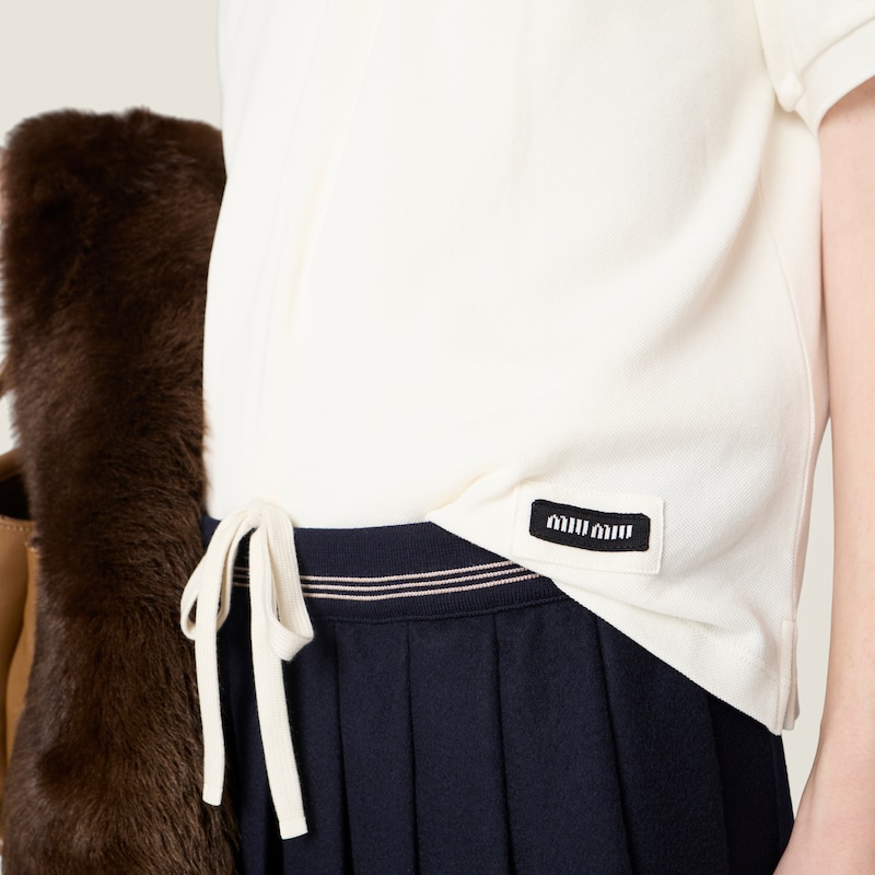 Cotton piqué zippered polo shirt