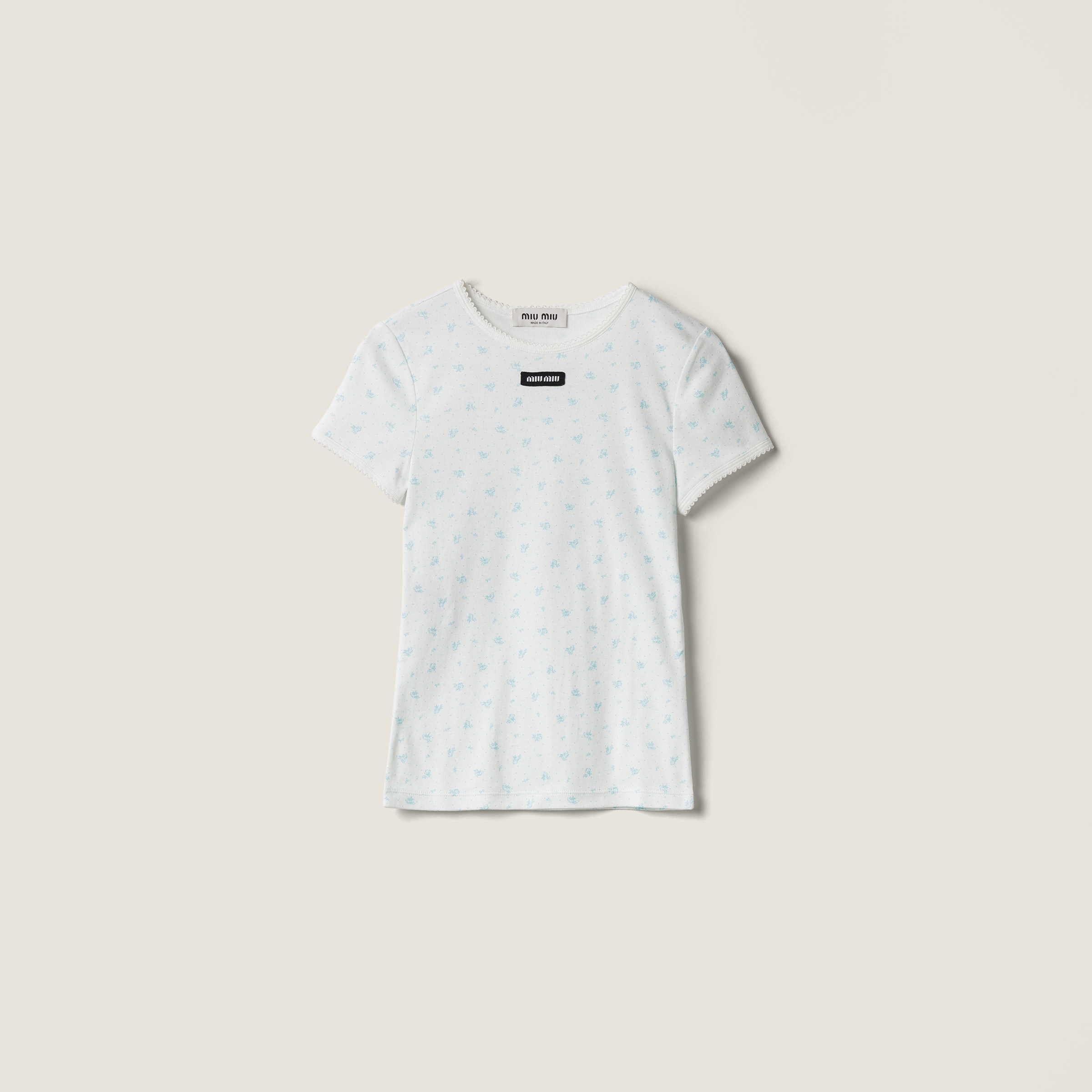 Miu Miu Ribbed Jersey T-shirt In White