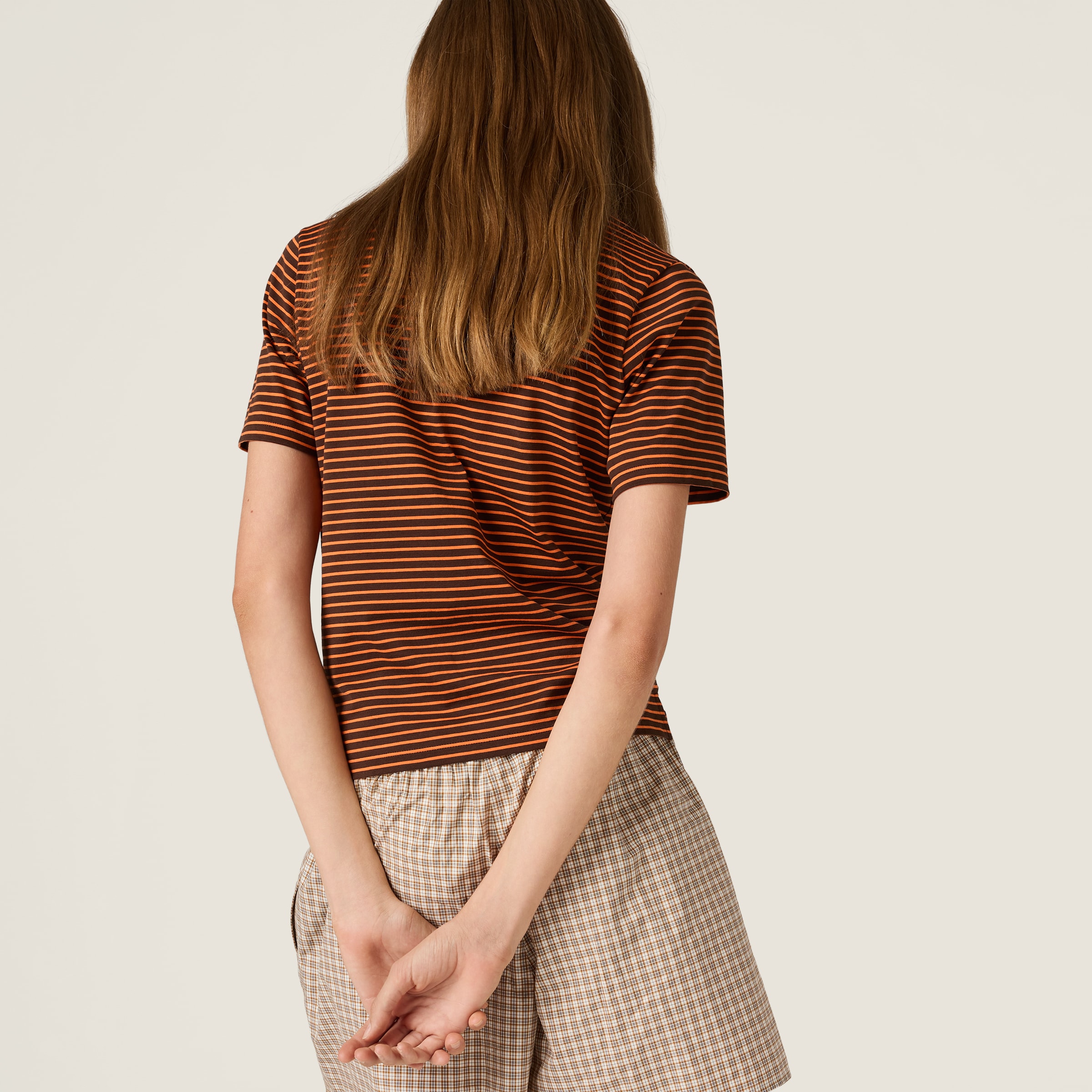 Miu Miu Jersey Polo Shirt In Brown