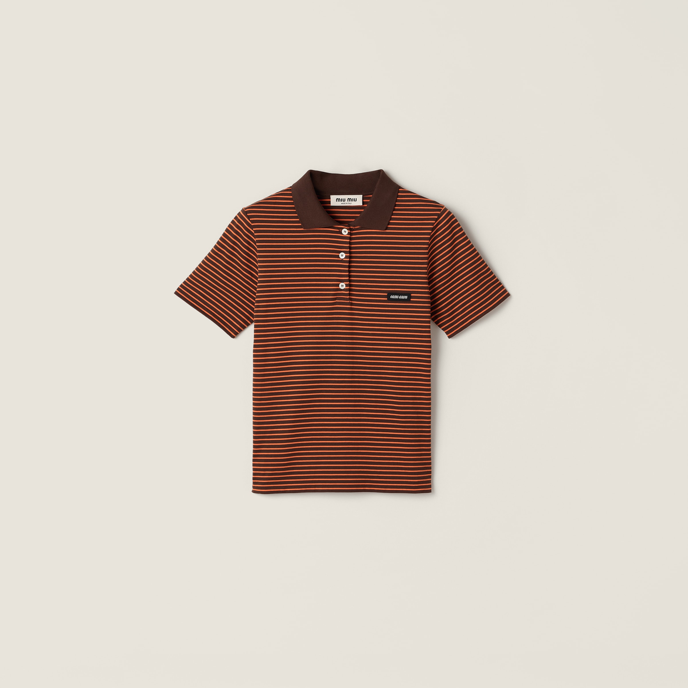 Miu Miu Jersey Polo Shirt In Brown
