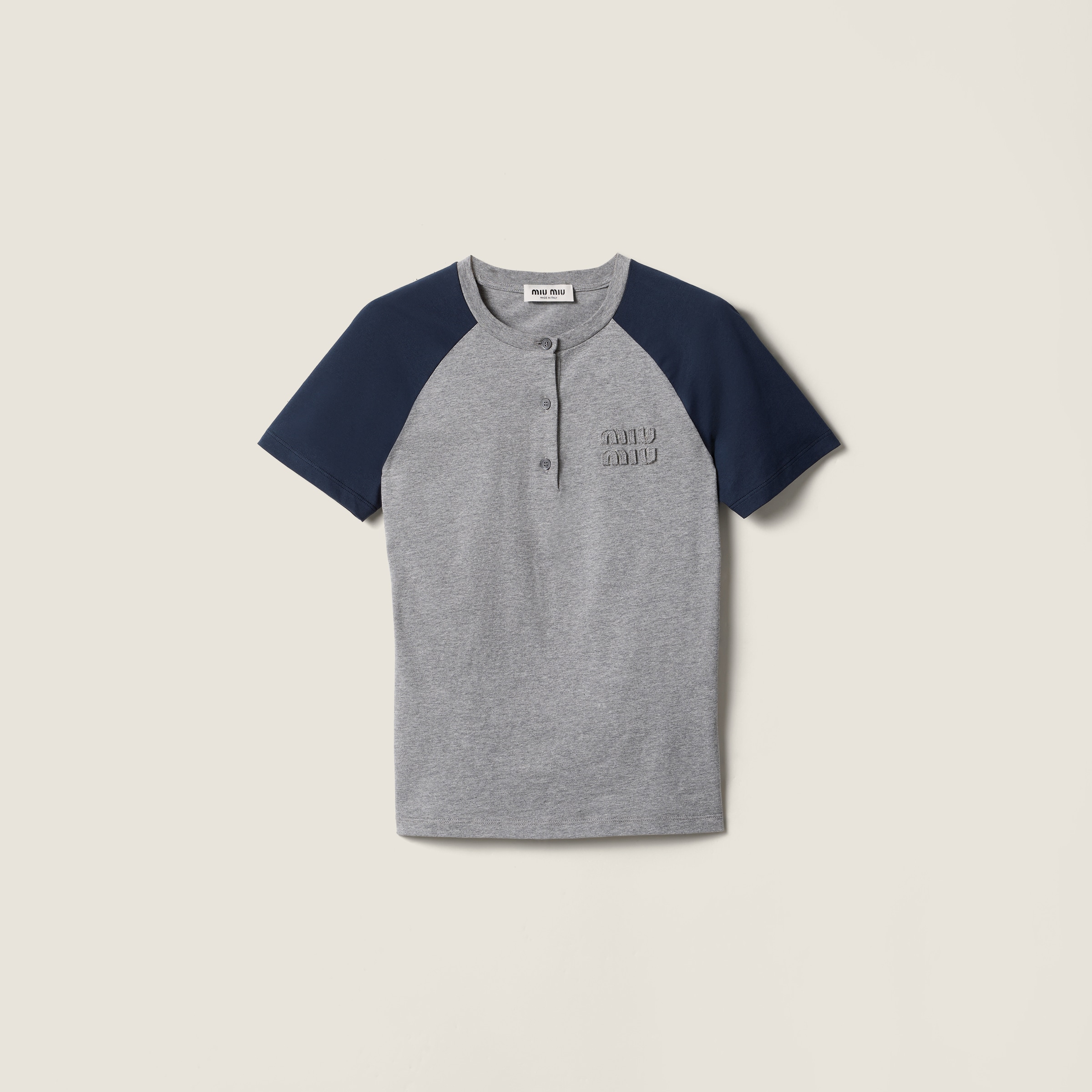 Cotton jersey Henley shirt