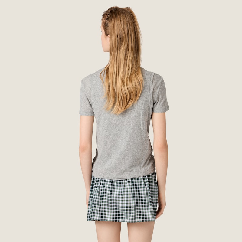 Ribbed knit jersey T-shirt