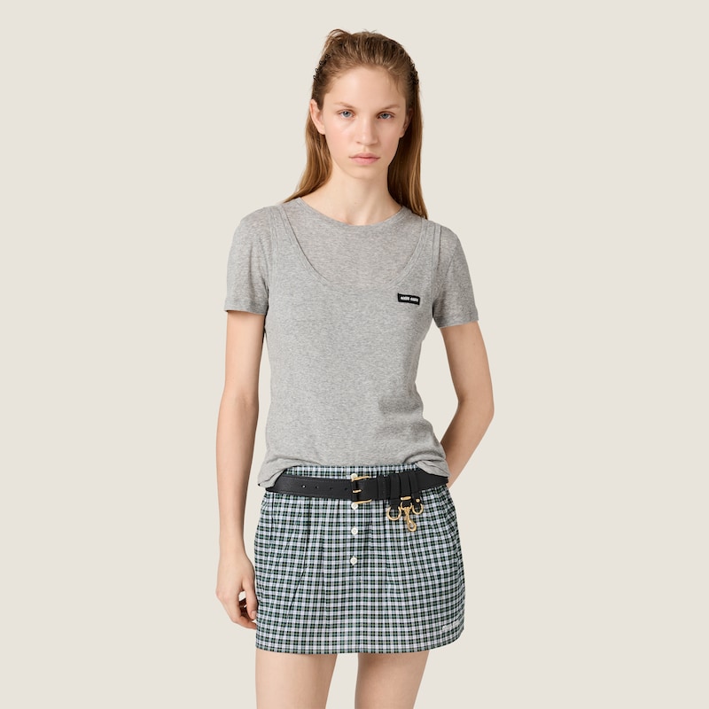 Ribbed knit jersey T-shirt