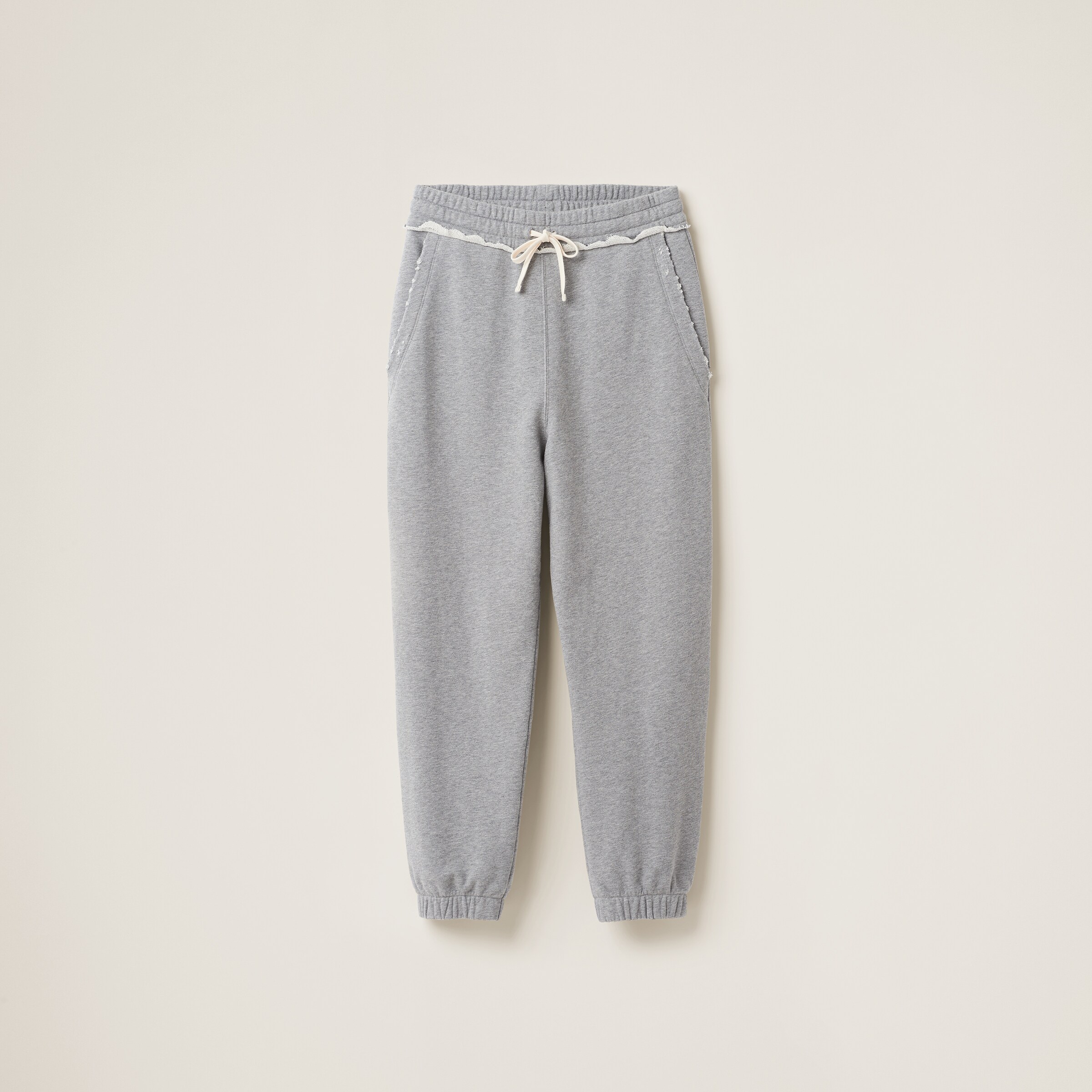 Grey Cotton Fleece Joggers Miu Miu