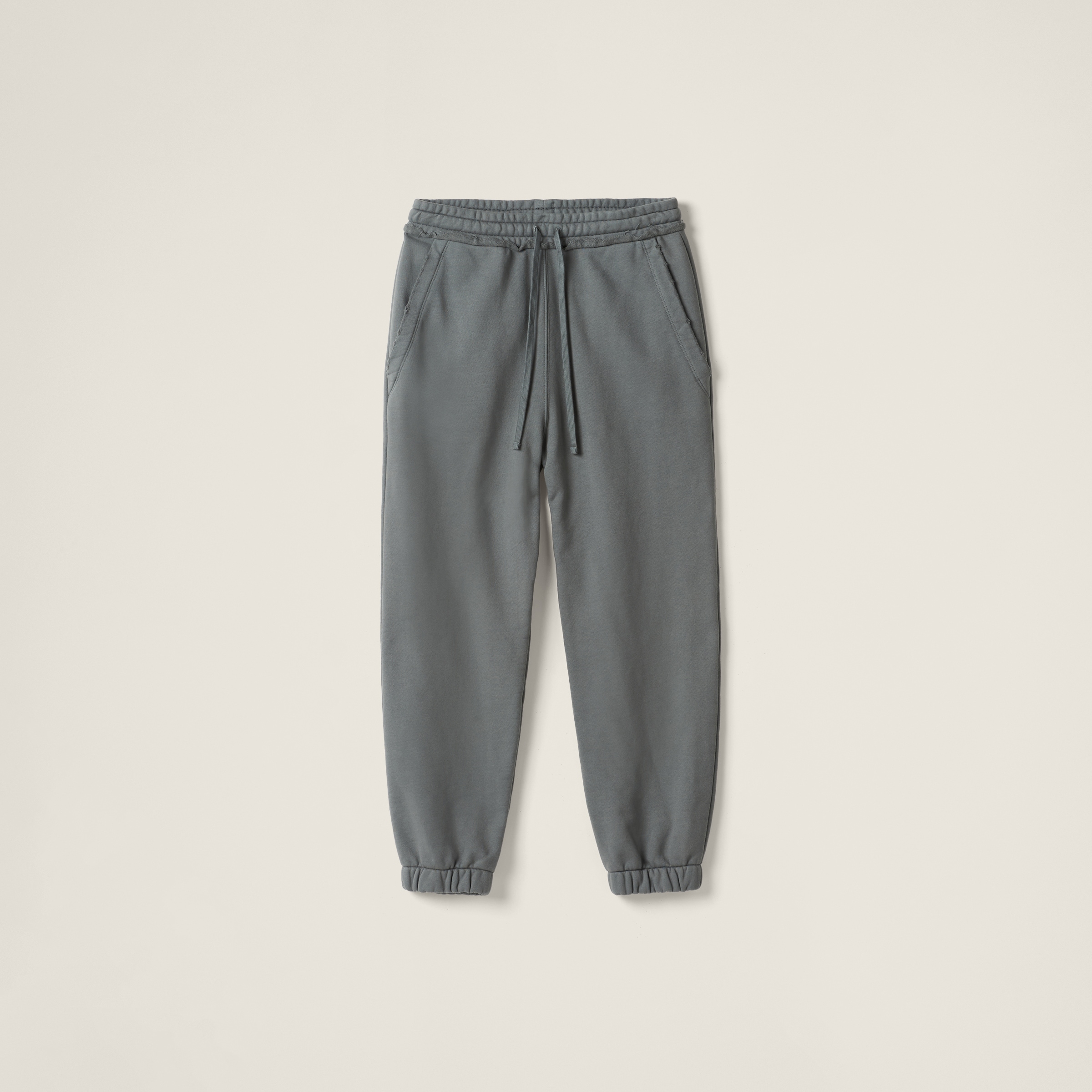 Miu Miu Garment-dyed Cotton Fleece Pants In Iron Gray