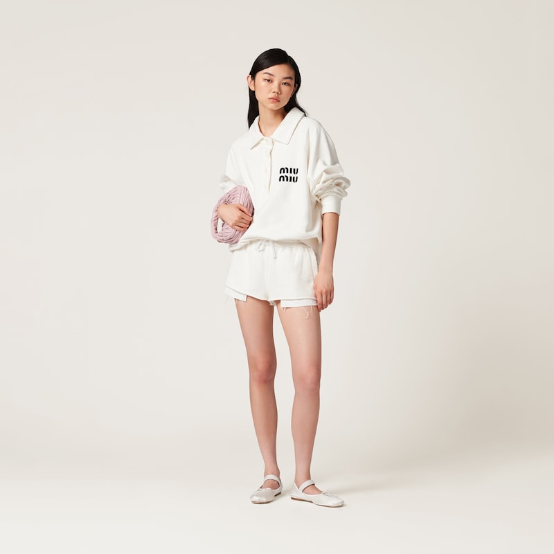 자수 장식 코튼 쇼츠