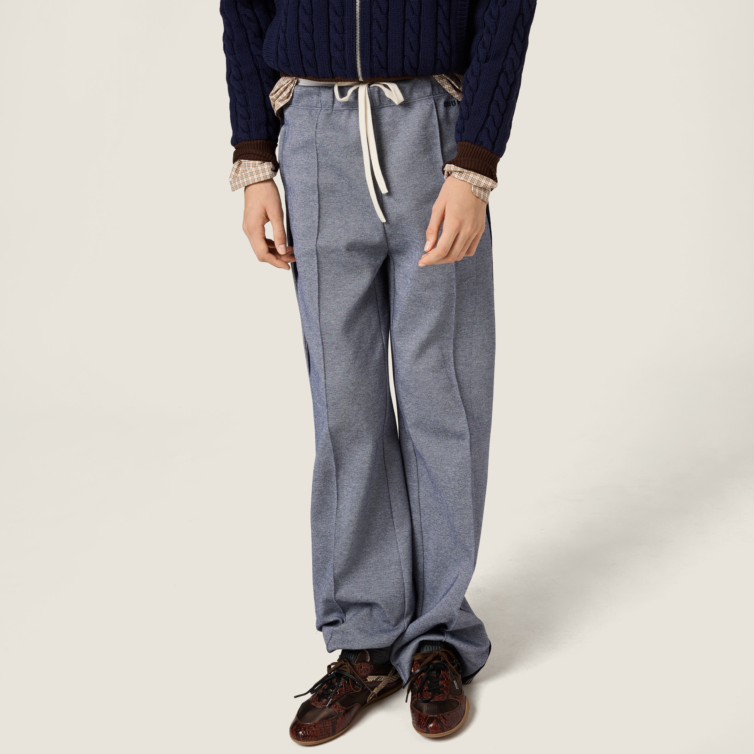 Miu Miu Jersey Pants In Gray