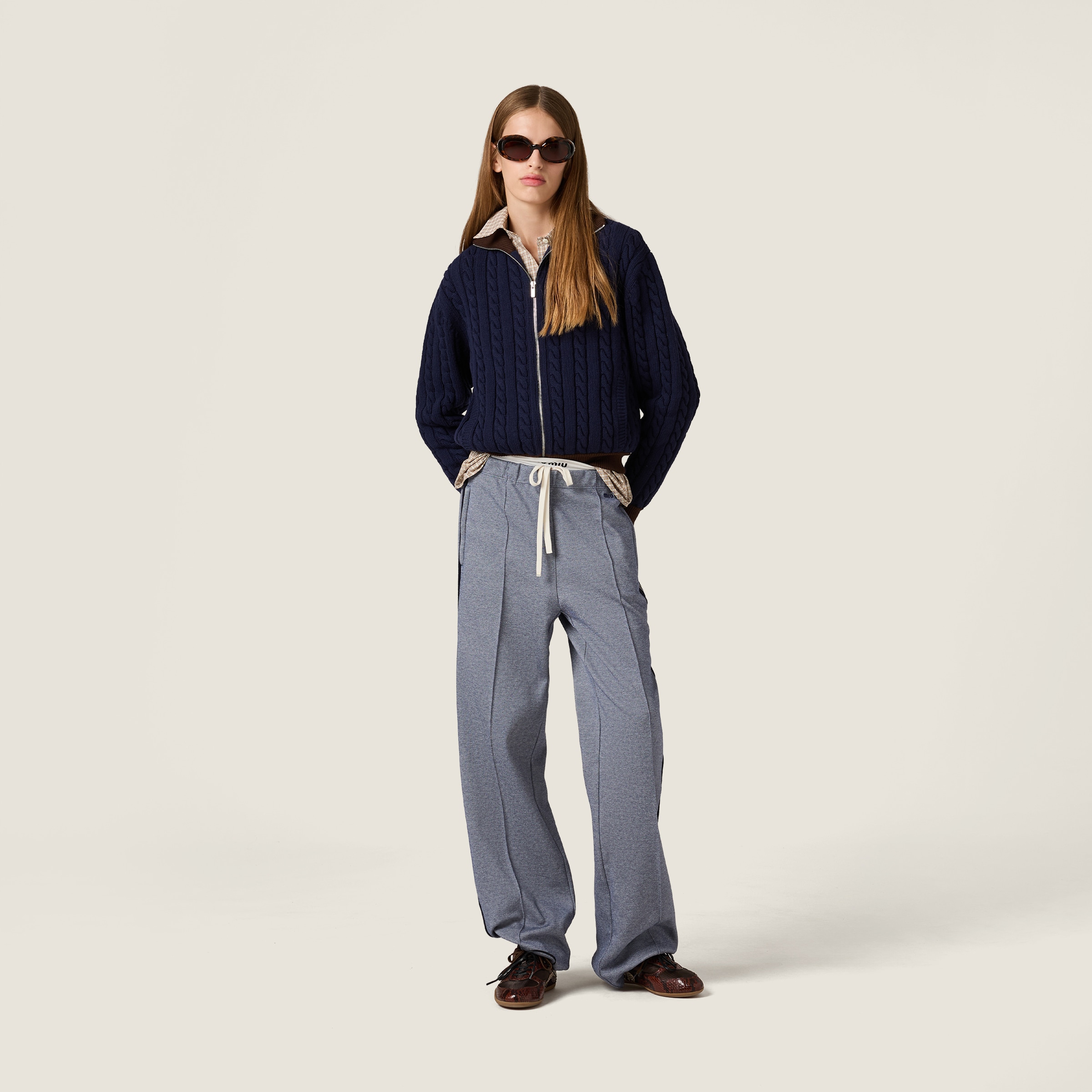 Miu Miu Jersey Pants In Gray