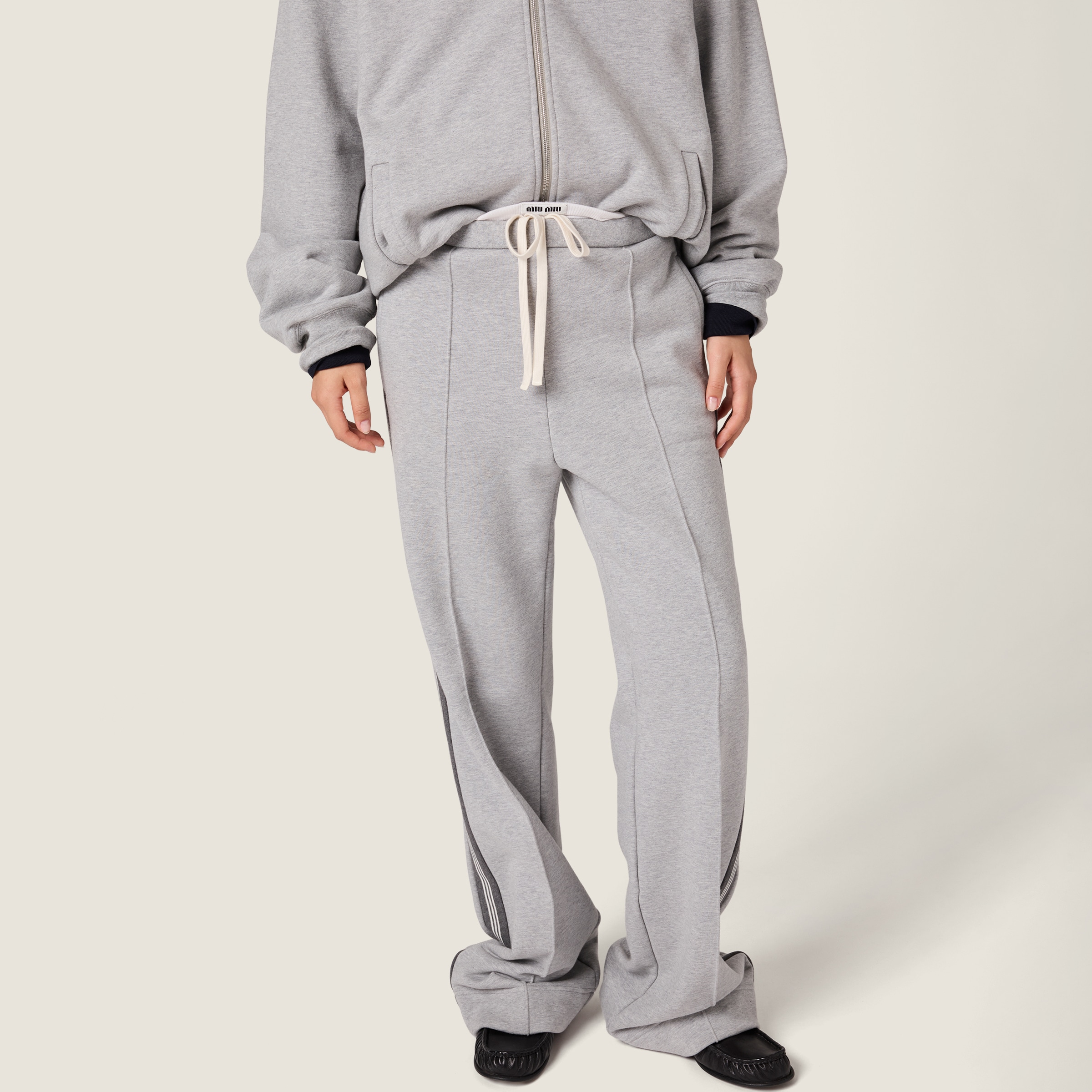 Grey Cotton Fleece Pants | Miu Miu - United States