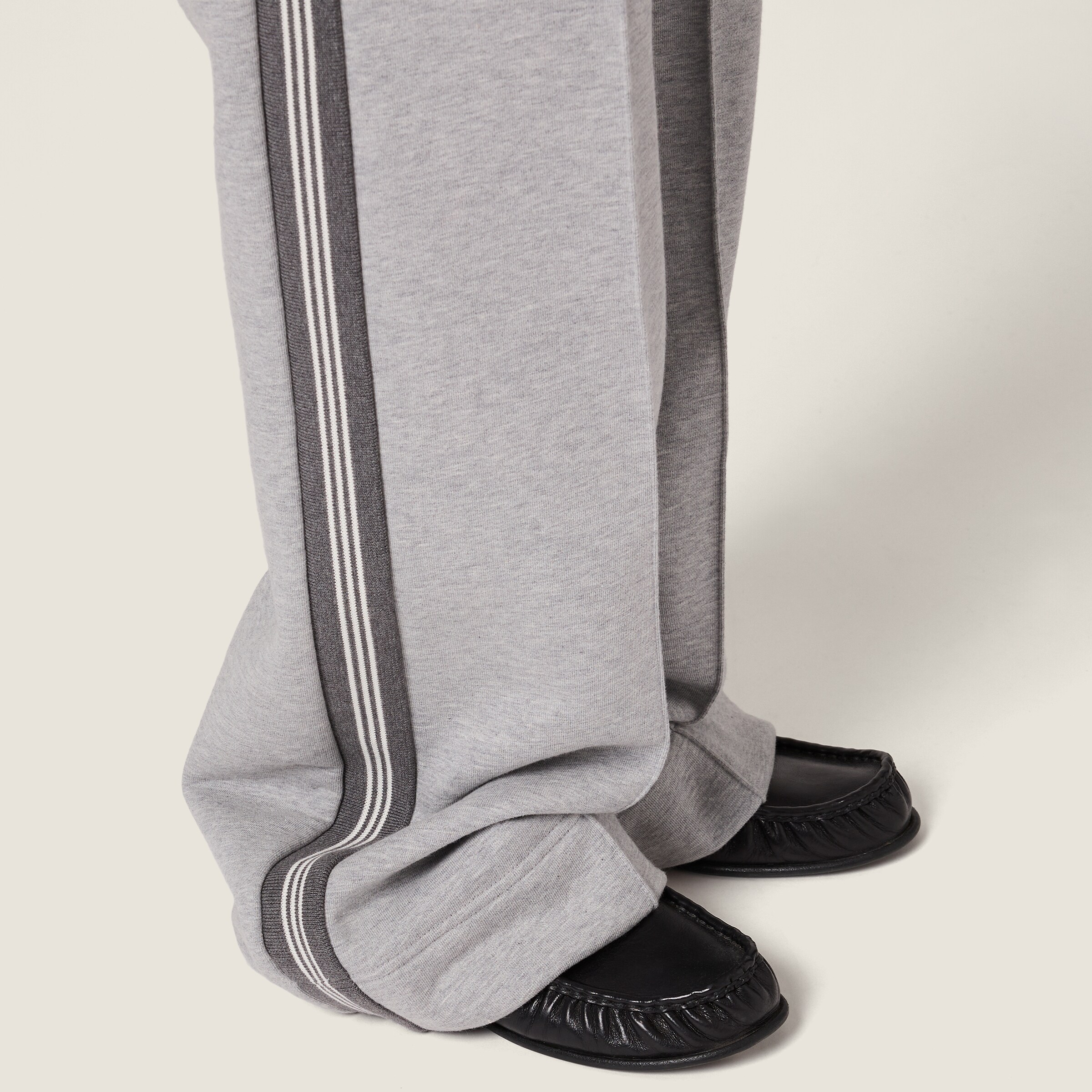 Grey Cotton Fleece Pants | Miu Miu - United States