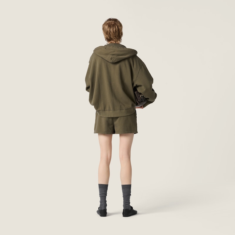 Garment-dyed fleece shorts
