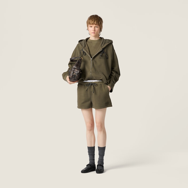 Garment-dyed fleece shorts