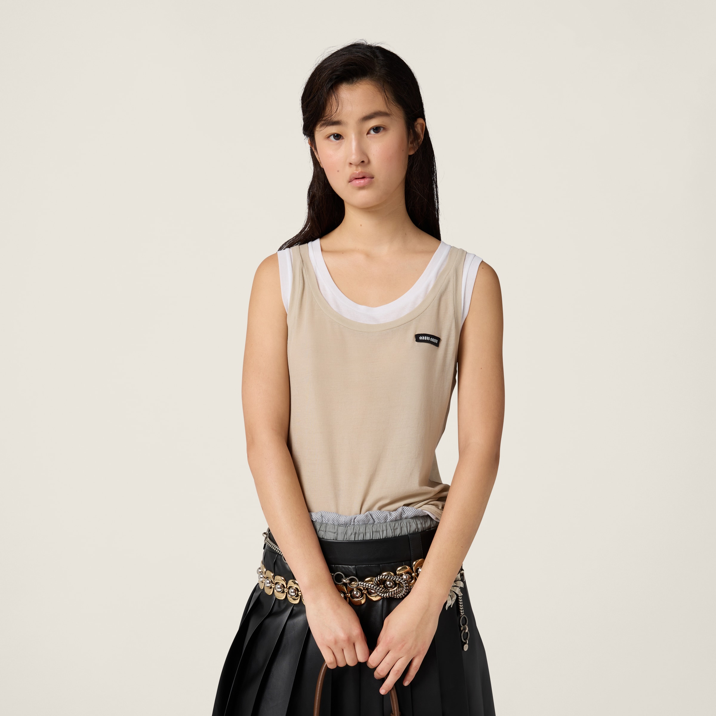 Miu Miu Ribbed Jersey Tank Top