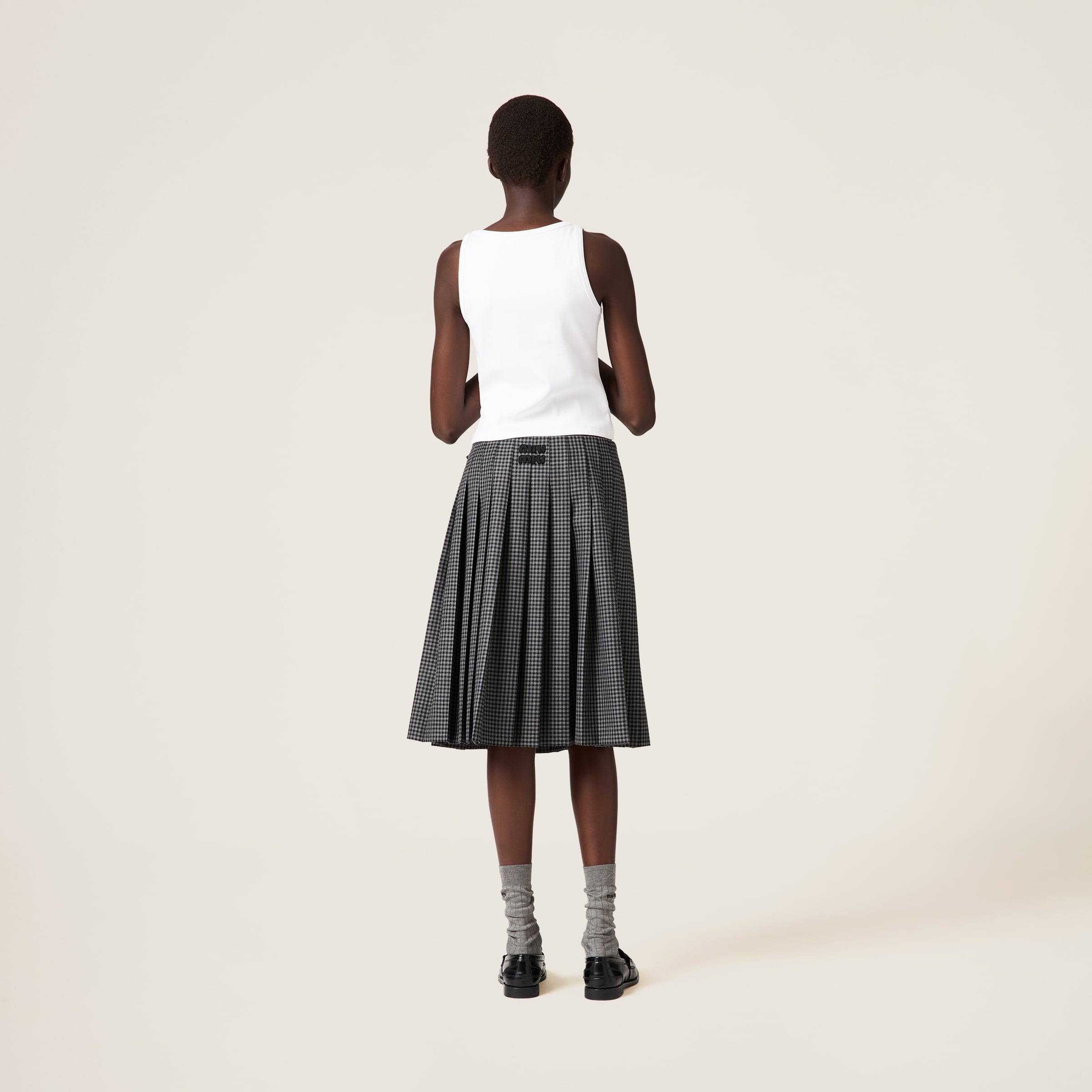 White Ribbed Jersey Top | Miu Miu