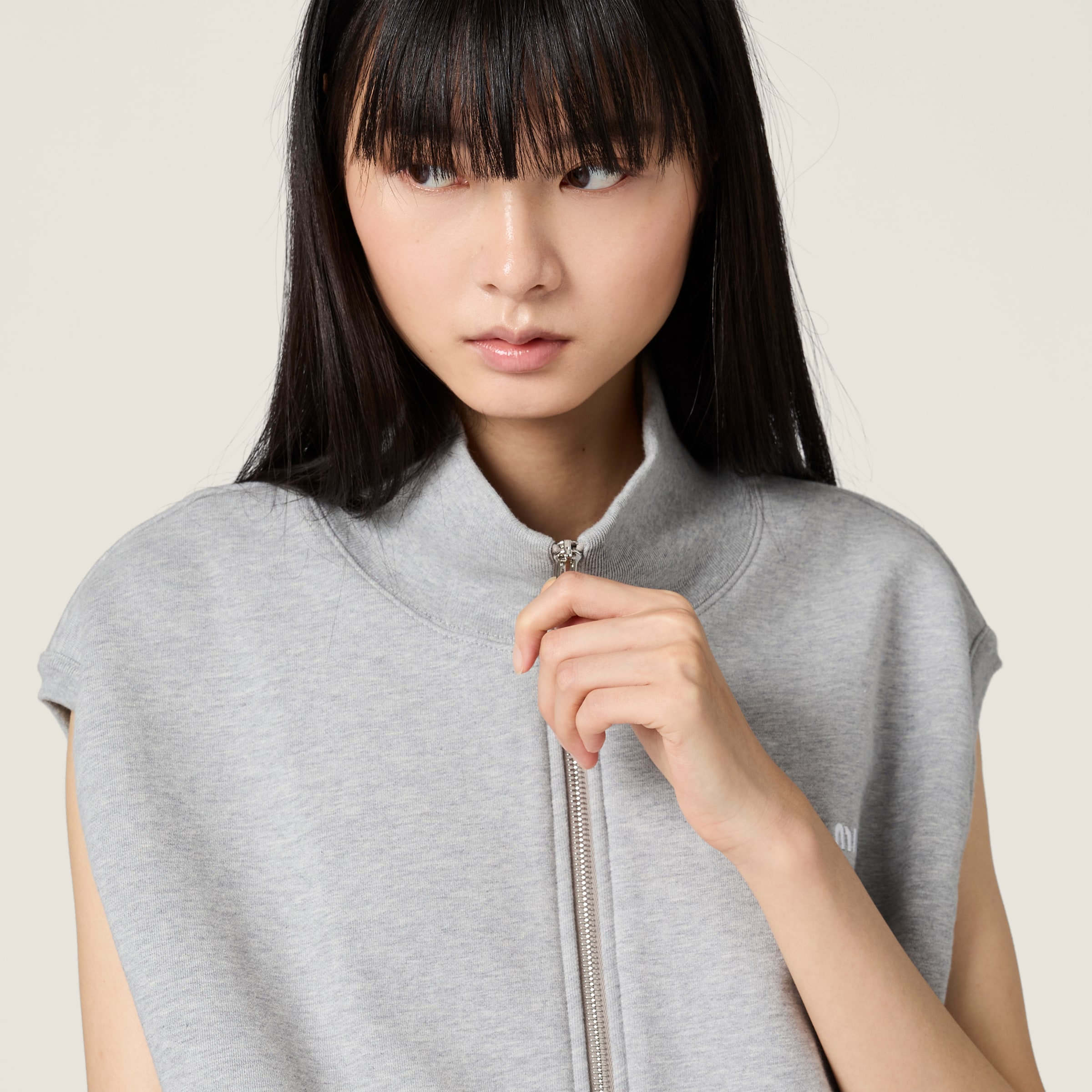 グレー コットンフリース ベスト | Miu Miu - 日本