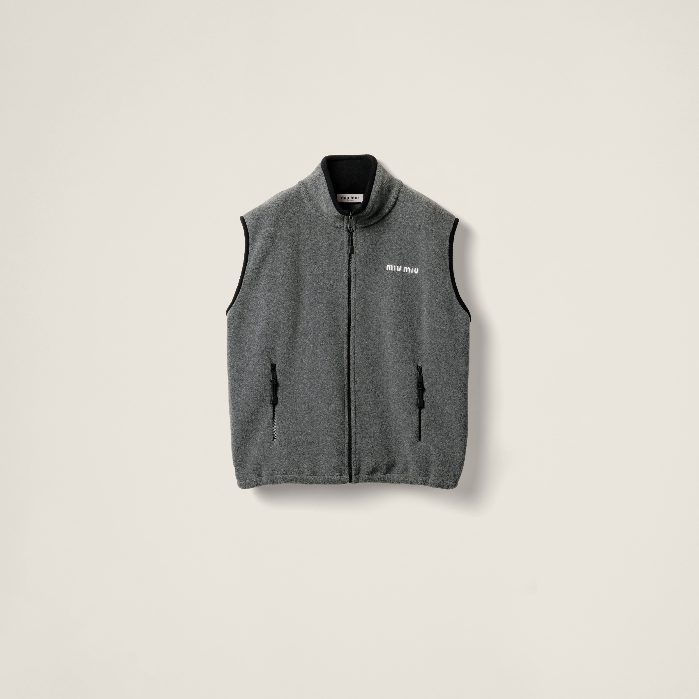 Miu Miu Cotton Fleece Sweatshirt In Grey