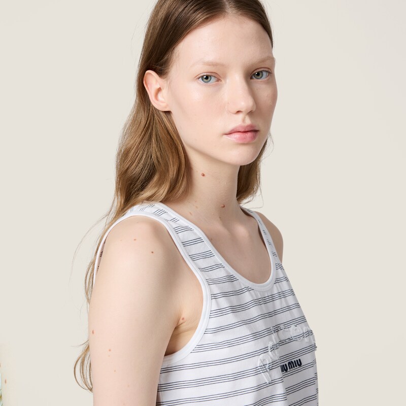 Camiseta de tirantes de algodón con bordado