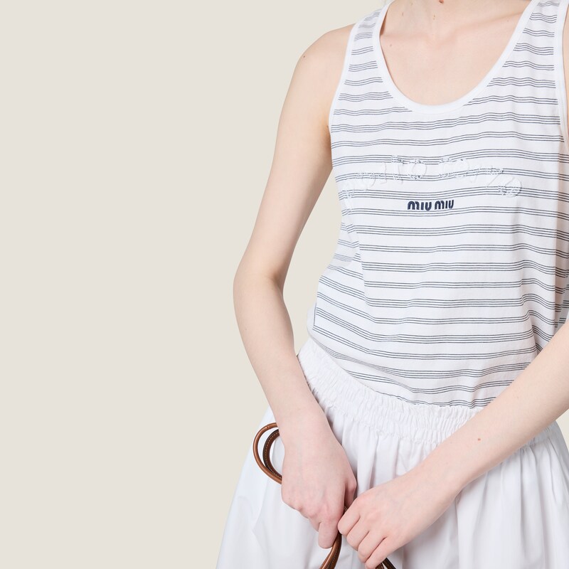 Camiseta de tirantes de algodón con bordado