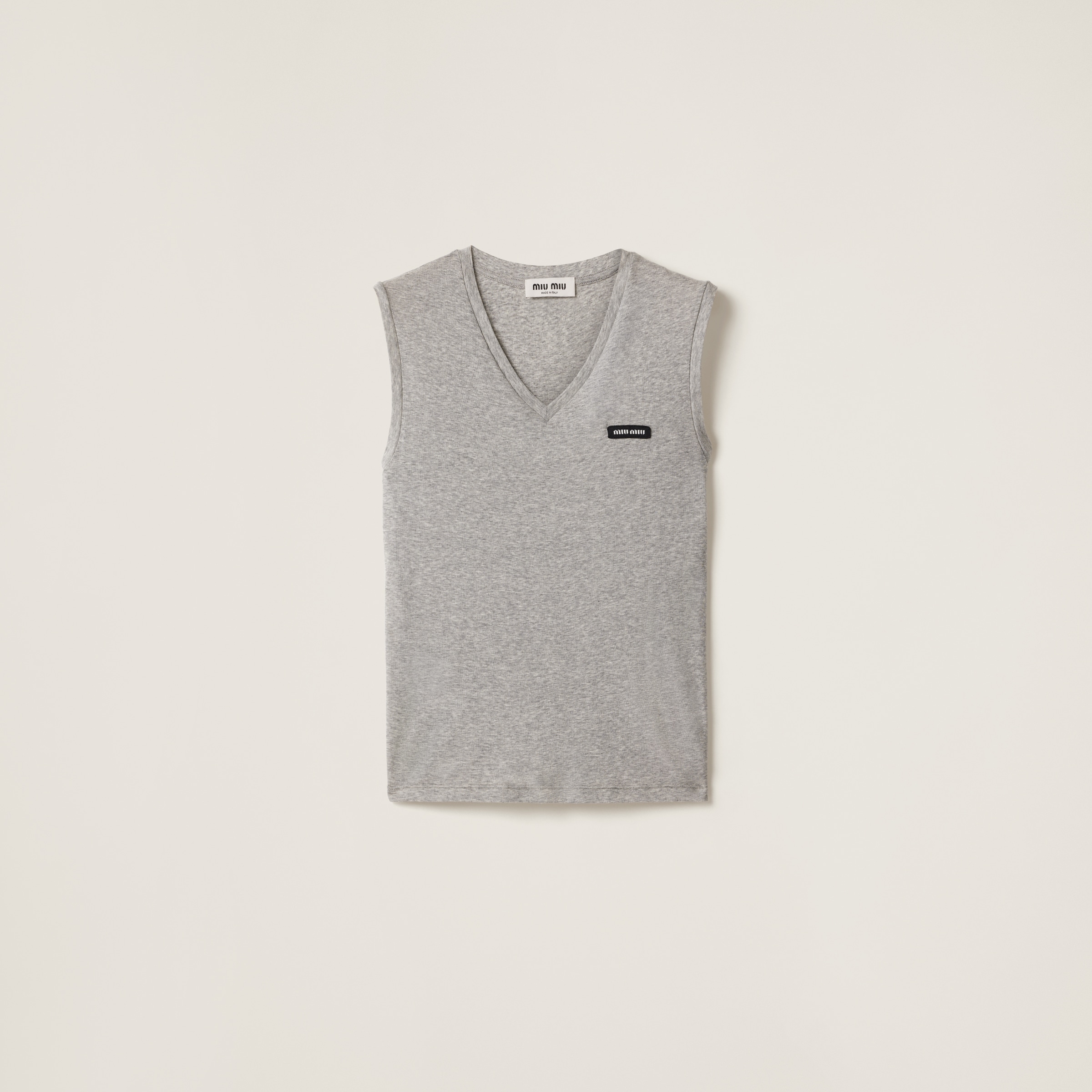 正規品★MiuMiu★ MJT703 ストレッチジャージー トップ ホワイト Petit Bateau X Miu Miu ストレッチジャージー トップ