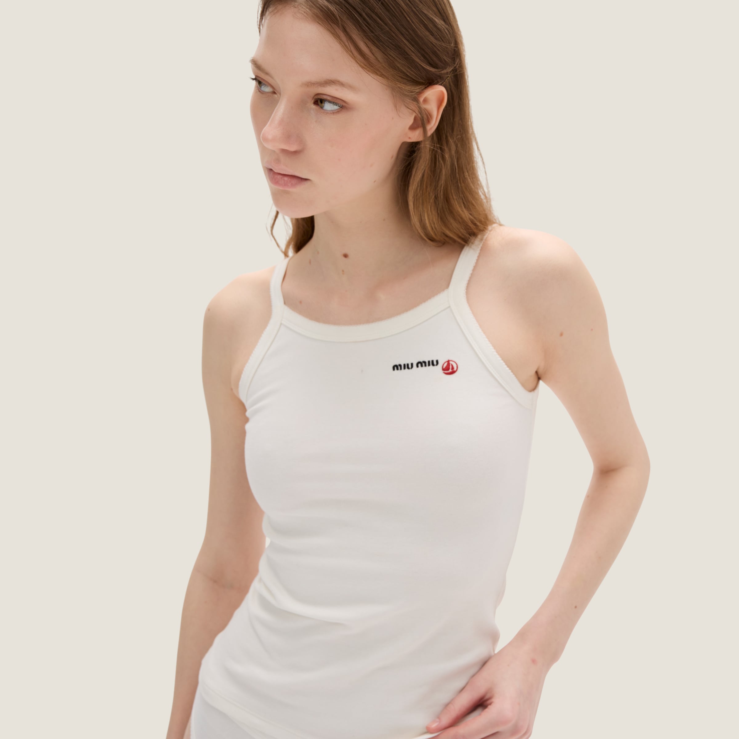 Miu Miu Petit Bateau X  Stretch Jersey Top In White