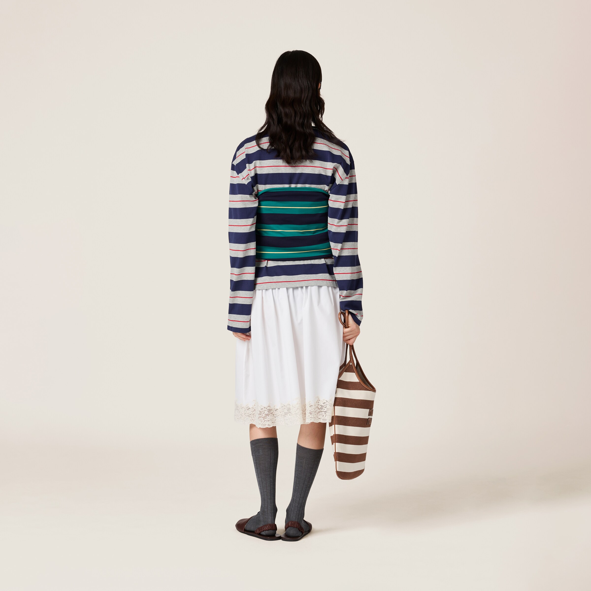 Billiard Green/blue Striped Jersey Top | Miu Miu - United States
