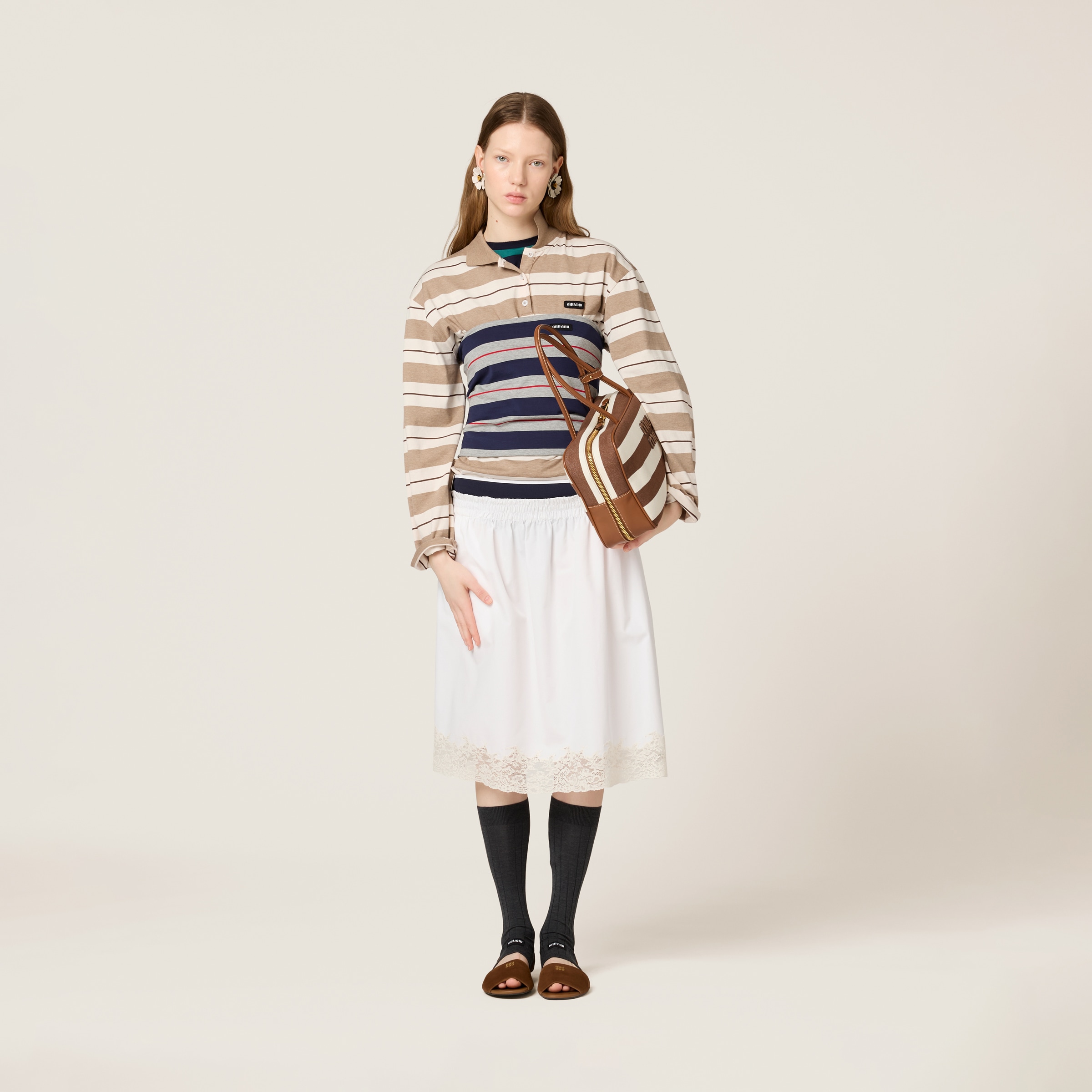 Miu Miu Striped Jersey Bustier Top