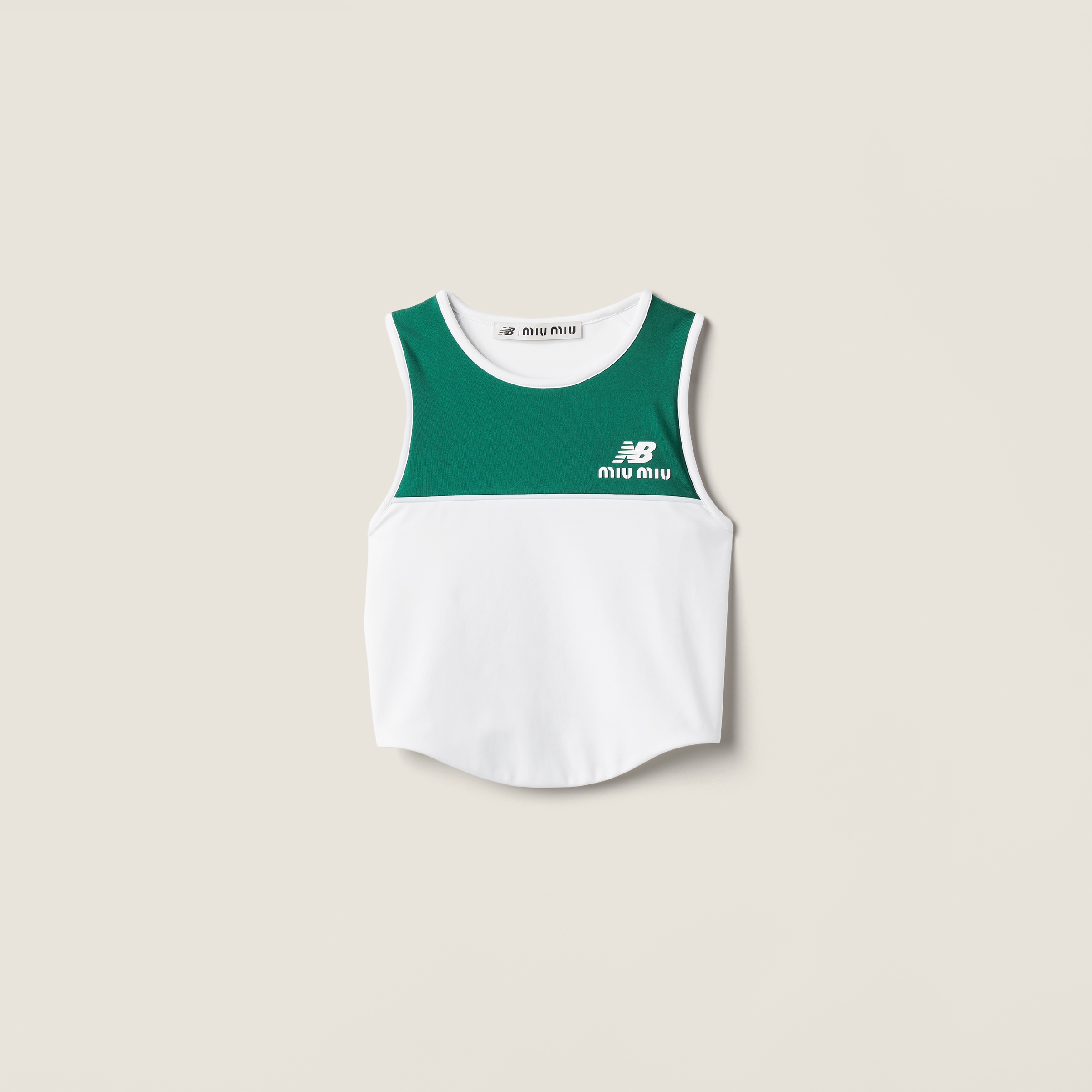 White/green/sky Stretch Technical Jersey Top | Miu Miu