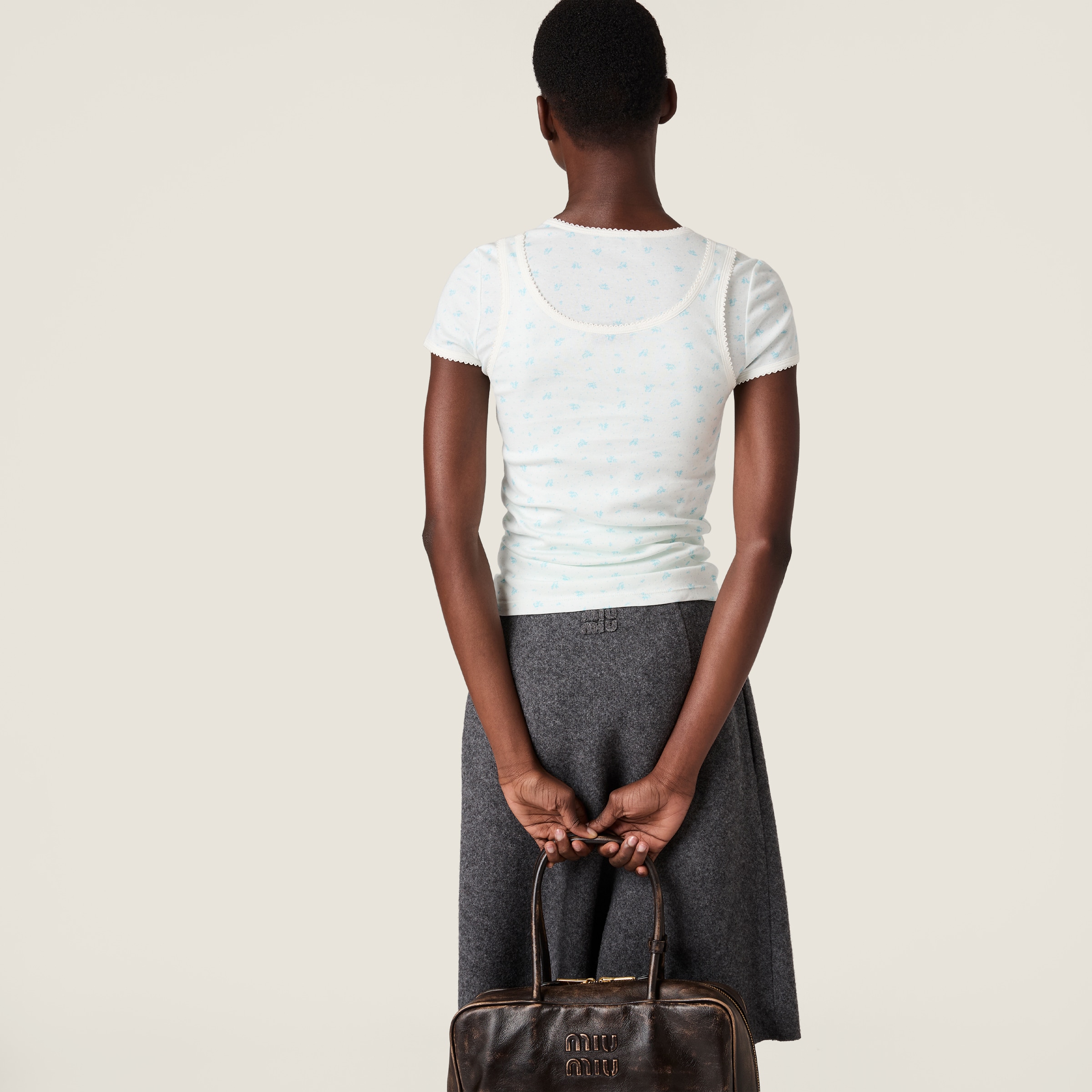 Miu Miu Ribbed Jersey Tank Top In Multi