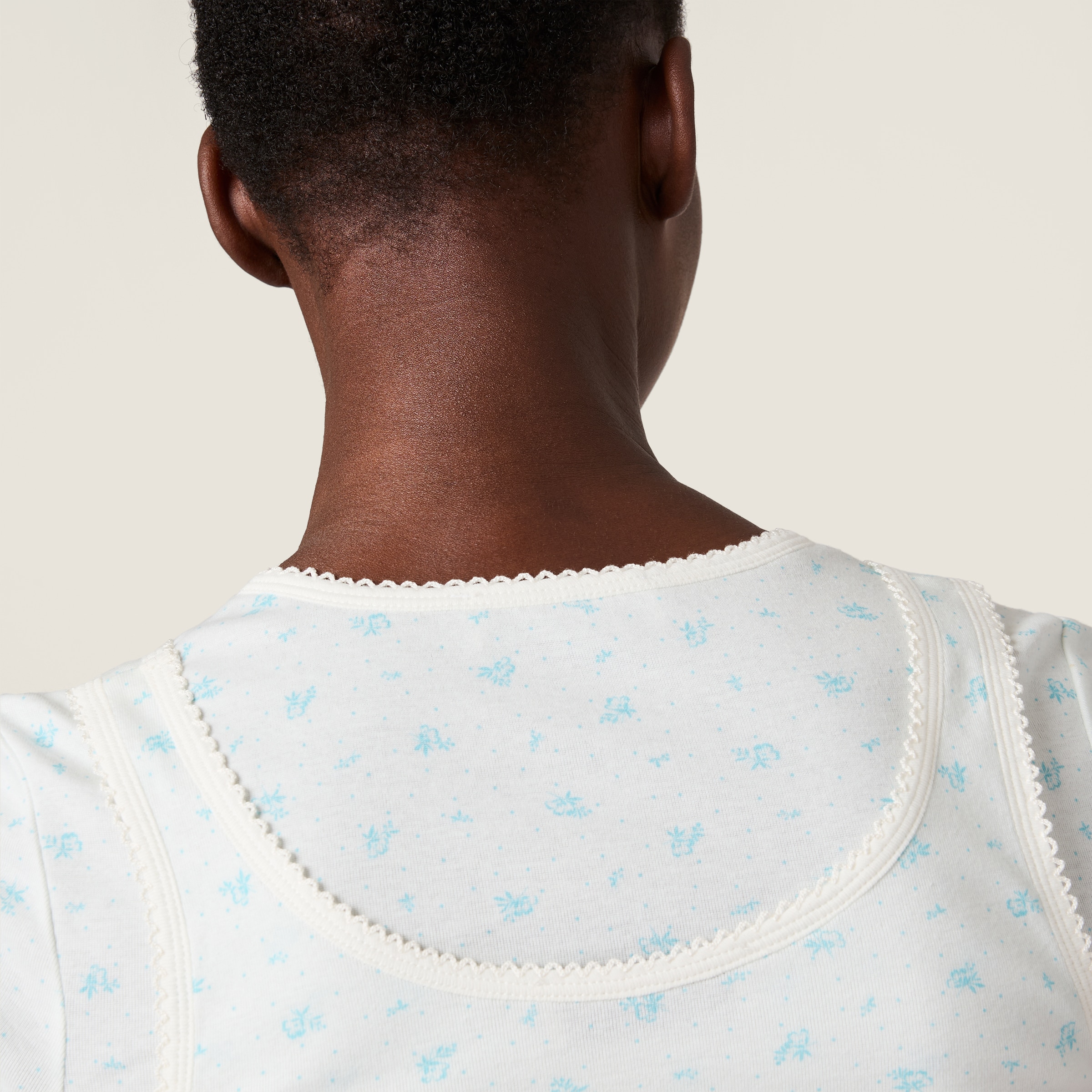 White/light Blue Ribbed Jersey Tank Top | Miu Miu - United States
