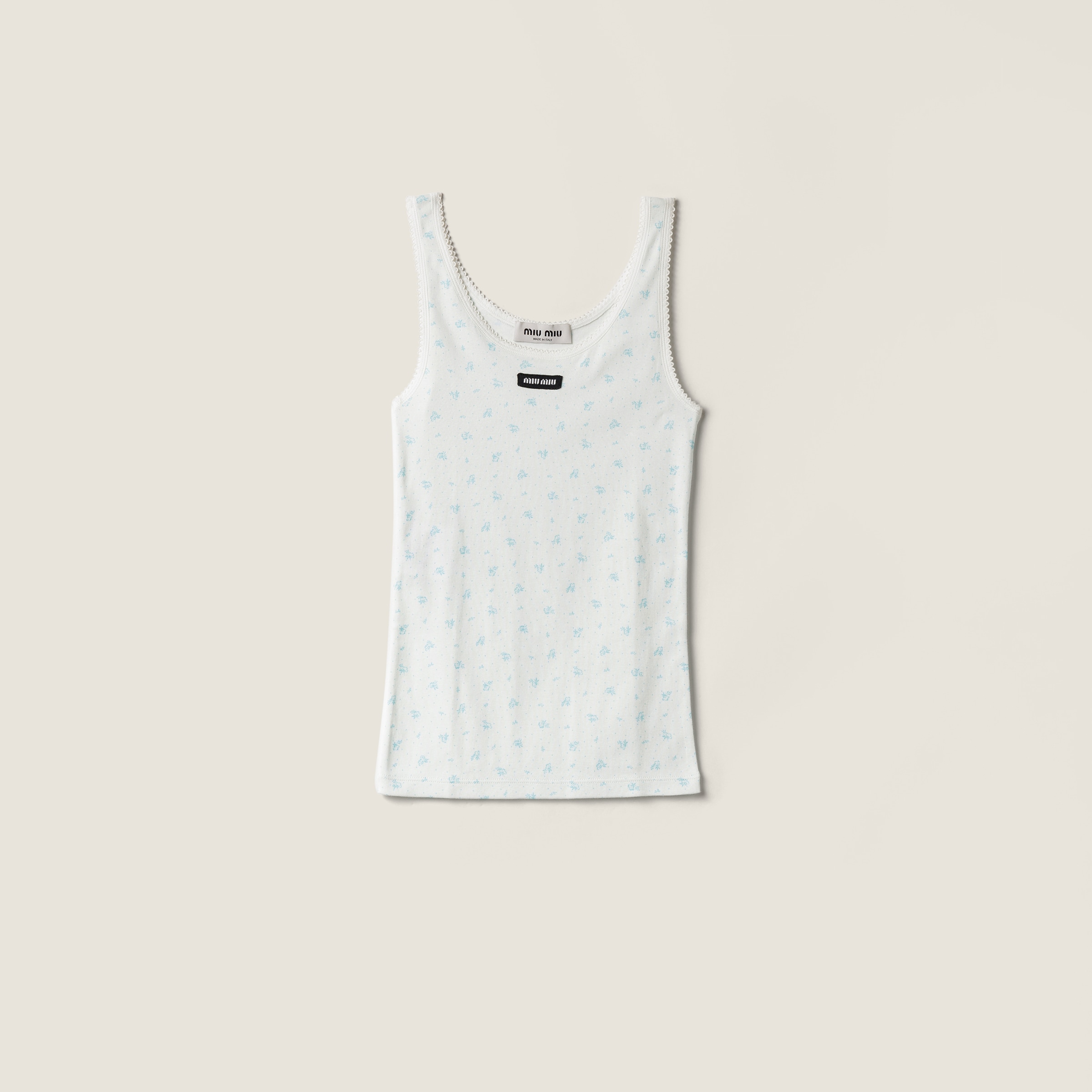 Miu Miu Ribbed Jersey Tank Top In Multi