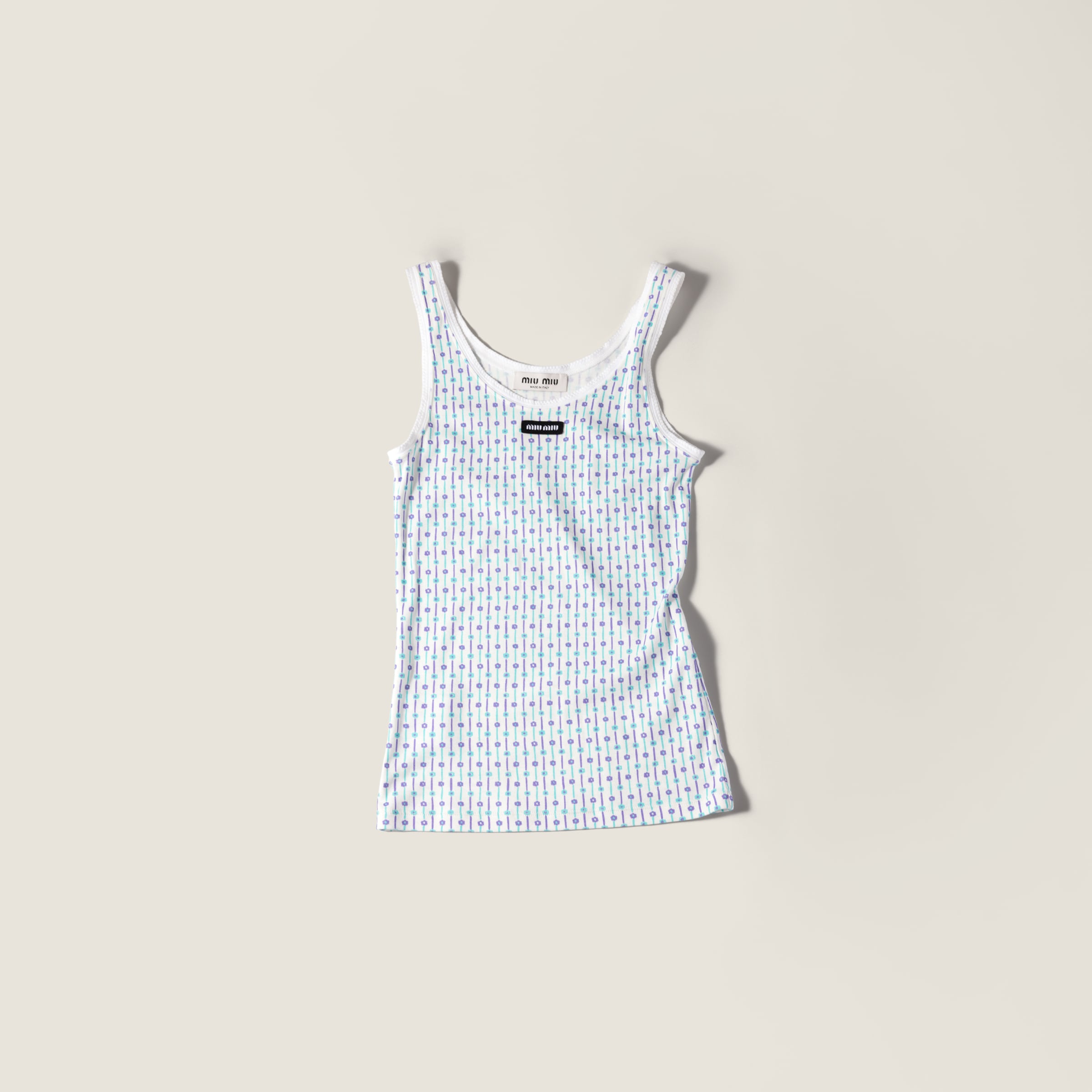 Printed ribbed knit tank top by Miu Miu