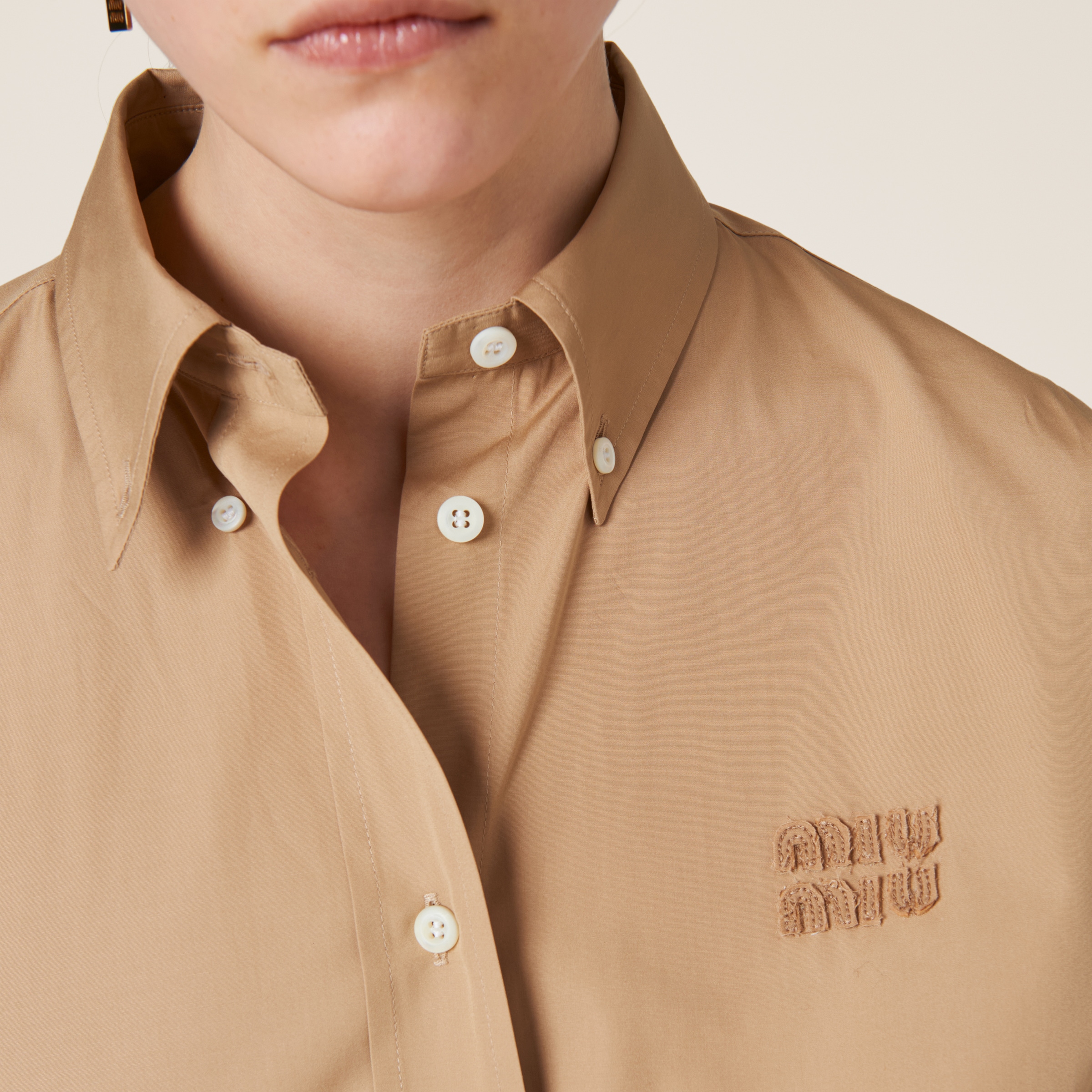Khaki Poplin Shirt | Miu Miu