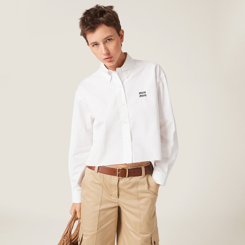 Cropped poplin shirt