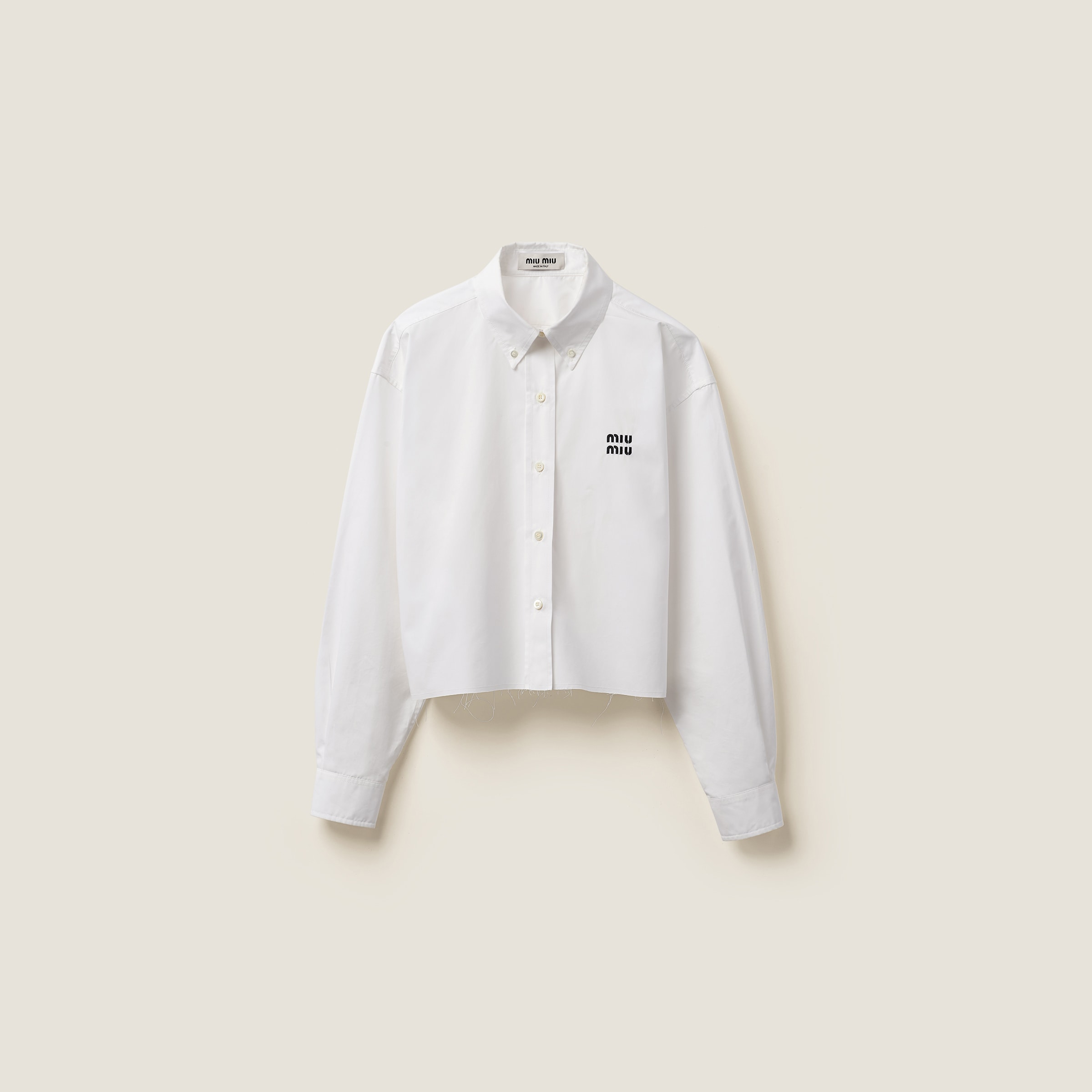White Cropped Poplin Shirt | Miu Miu