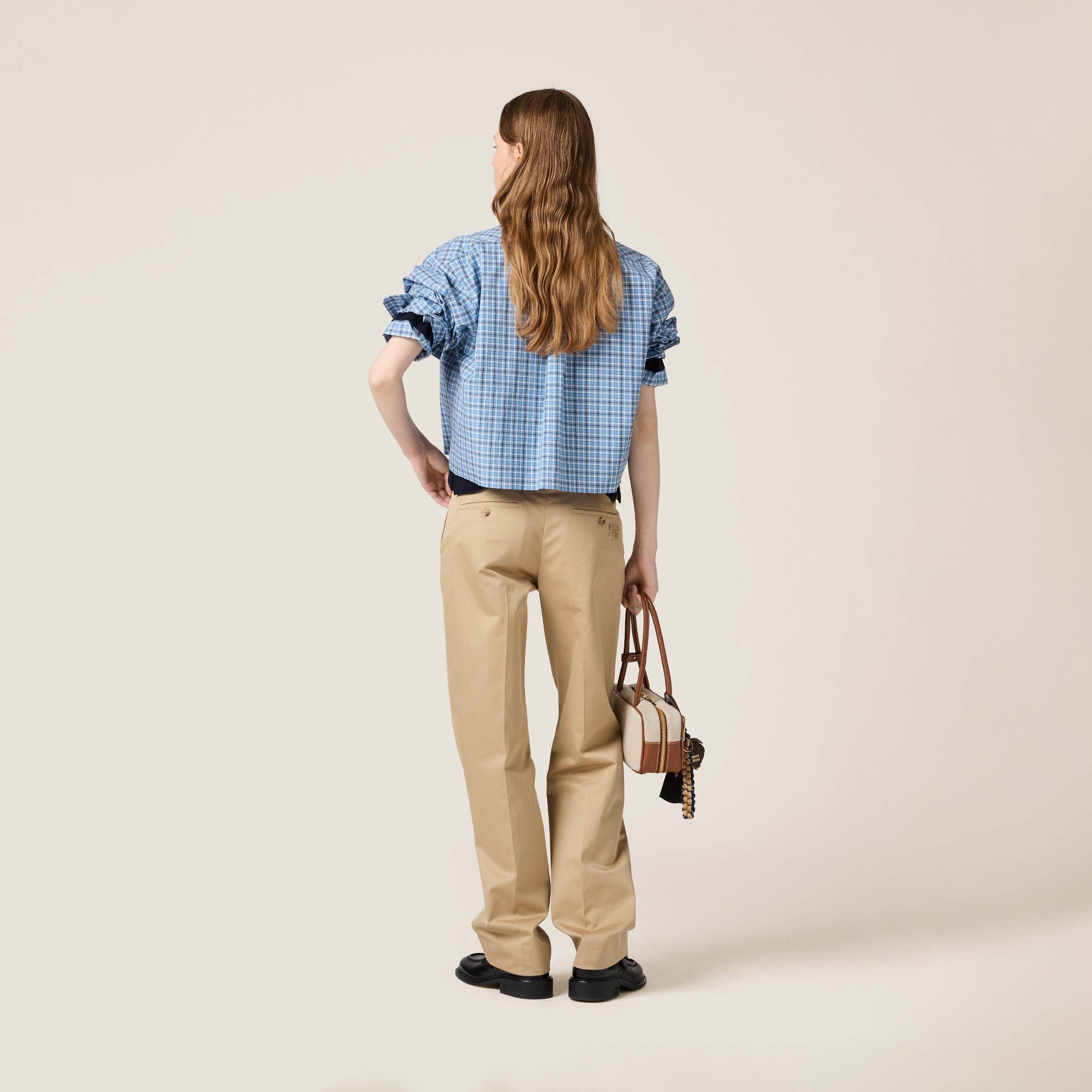 Lightblue / Blue Checked Poplin Shirt | Miu Miu Lightblue / Blue Checked Poplin Shirt | Miu Miu