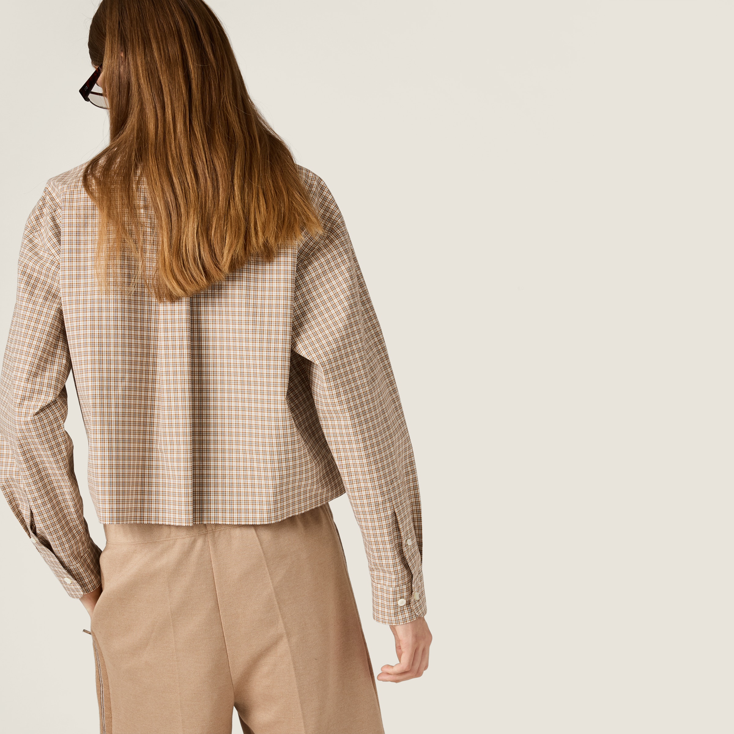 Miu Miu Checked Shirt In Neutral