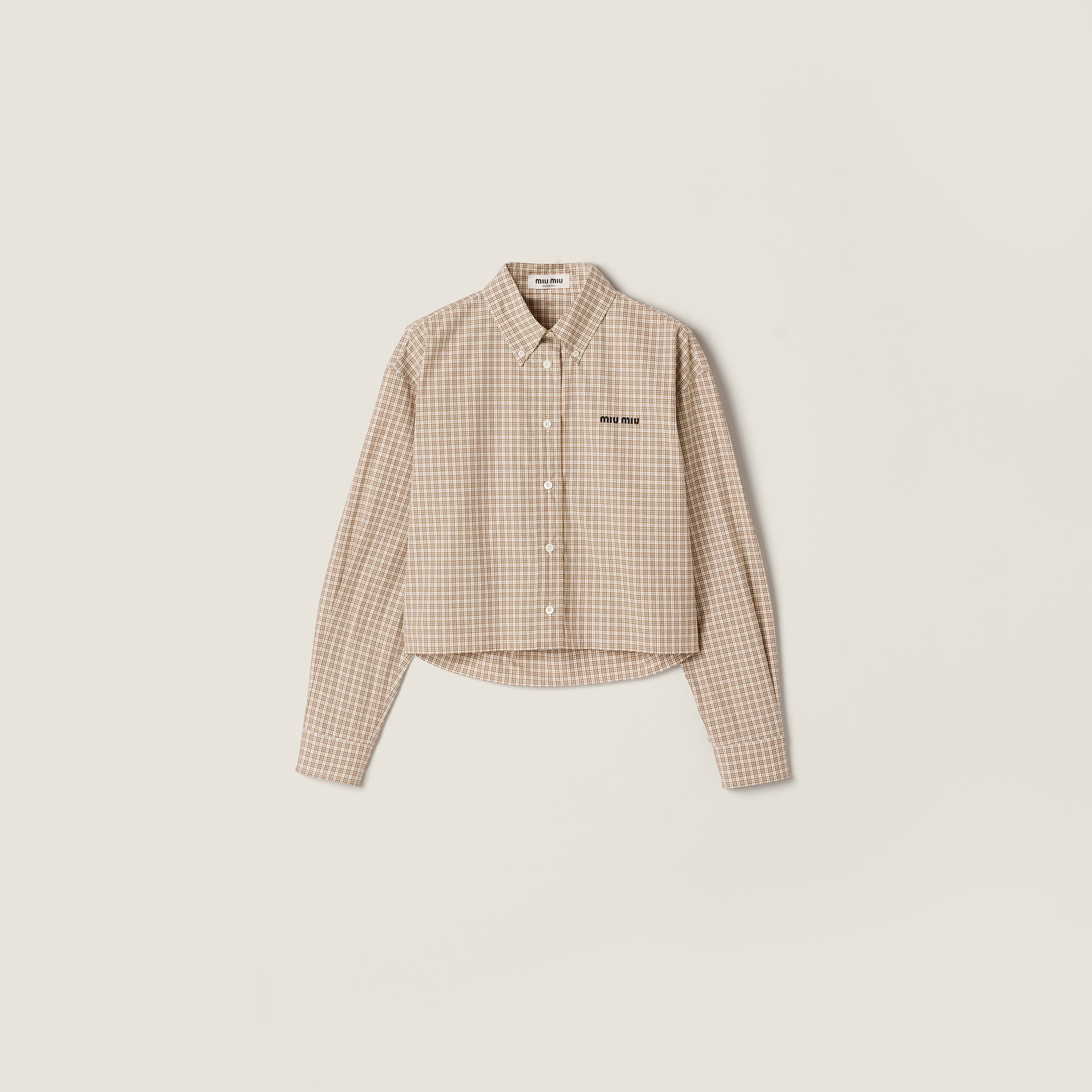 Miu Miu Checked Shirt In Neutral