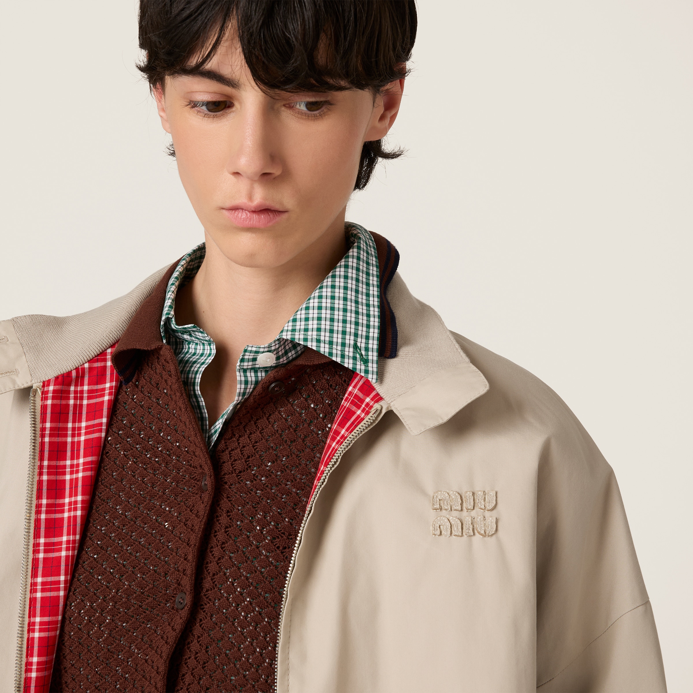 Emerald/white Checked Shirt | Miu Miu - United States