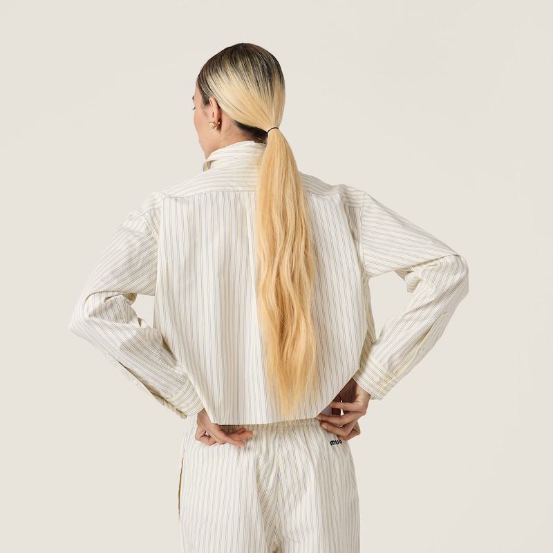 條紋府綢恤衫
