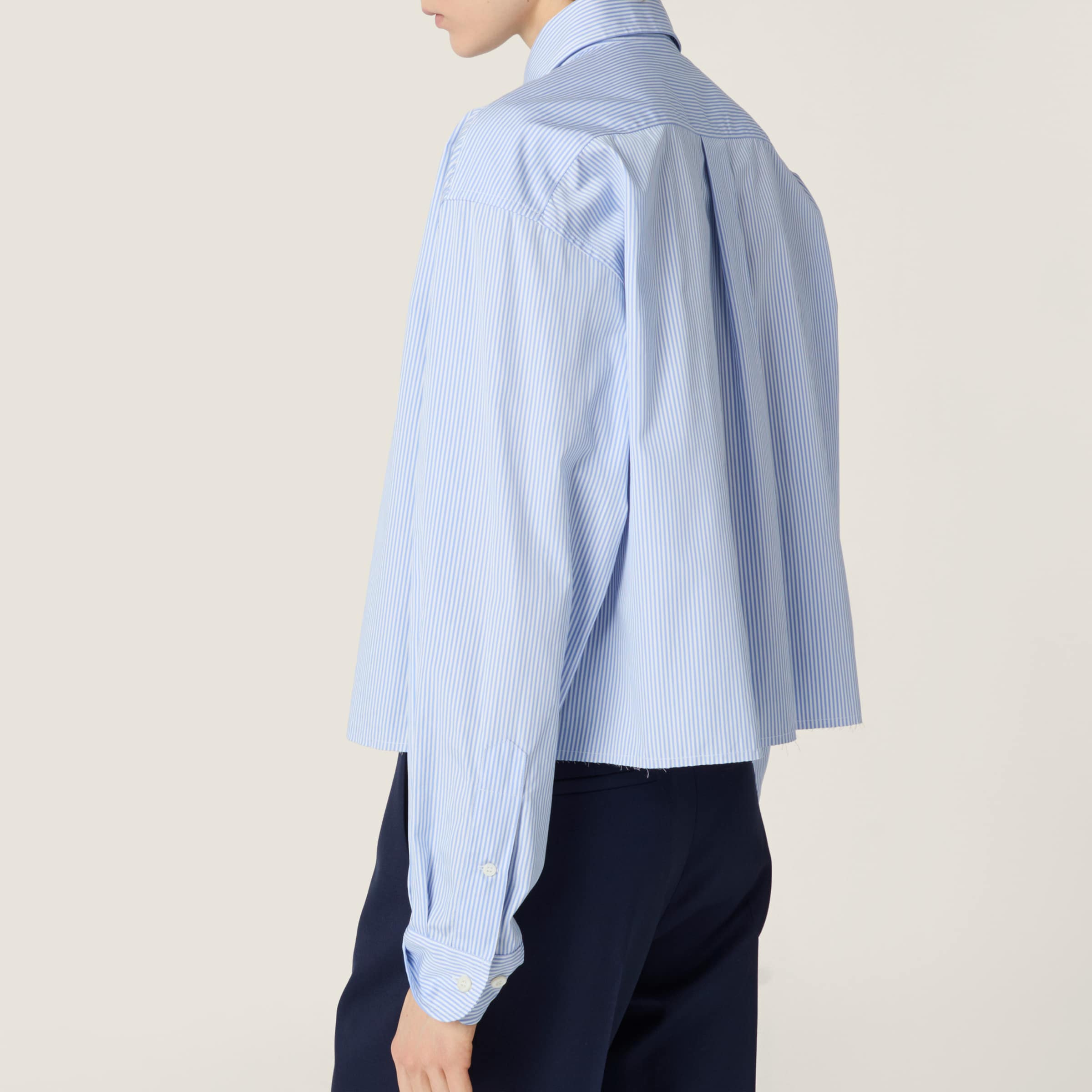 White/light Blue Micro Pinstripe Poplin Shirt | Miu Miu - United