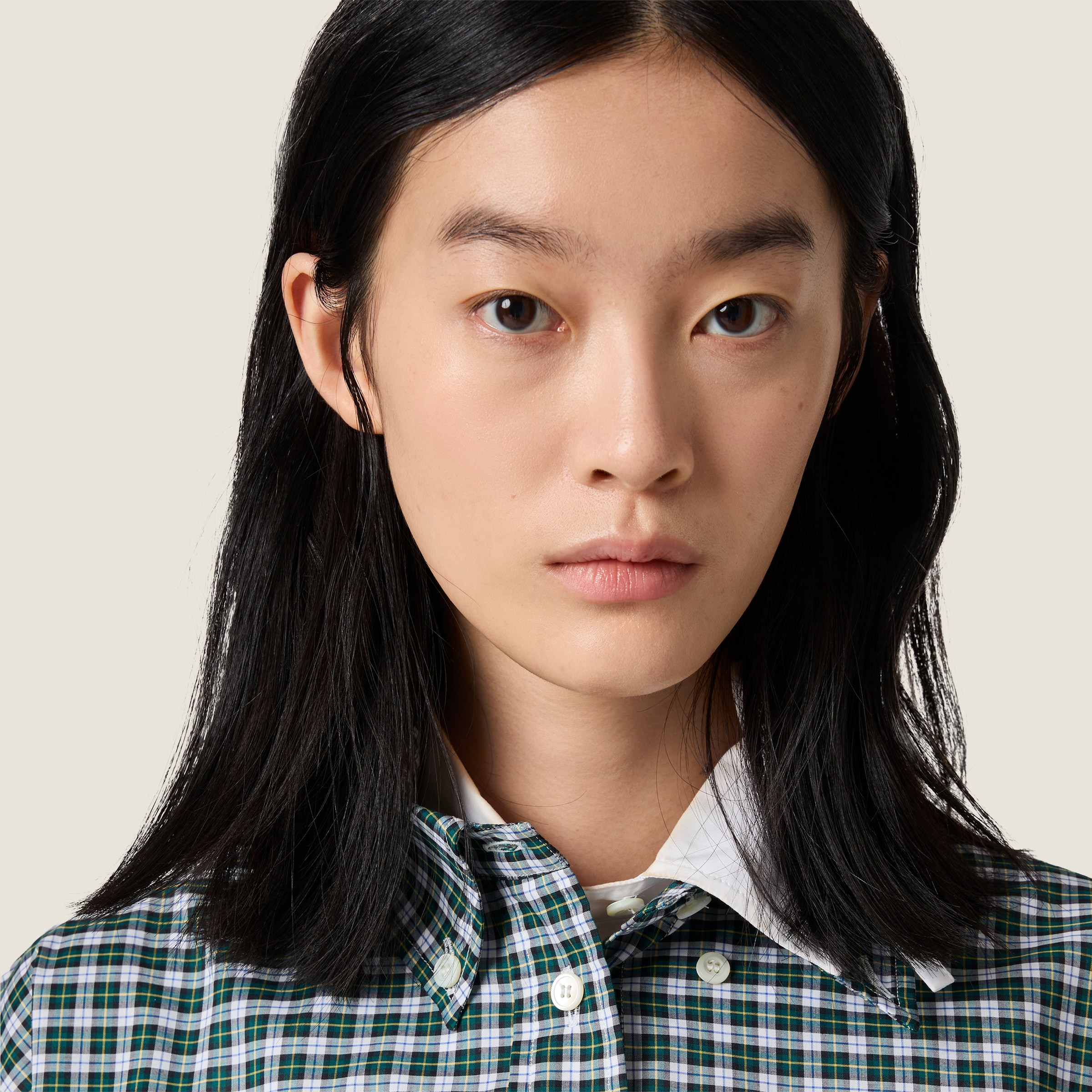 ホワイト/グリーン プレイド シャツ | Miu Miu - 日本