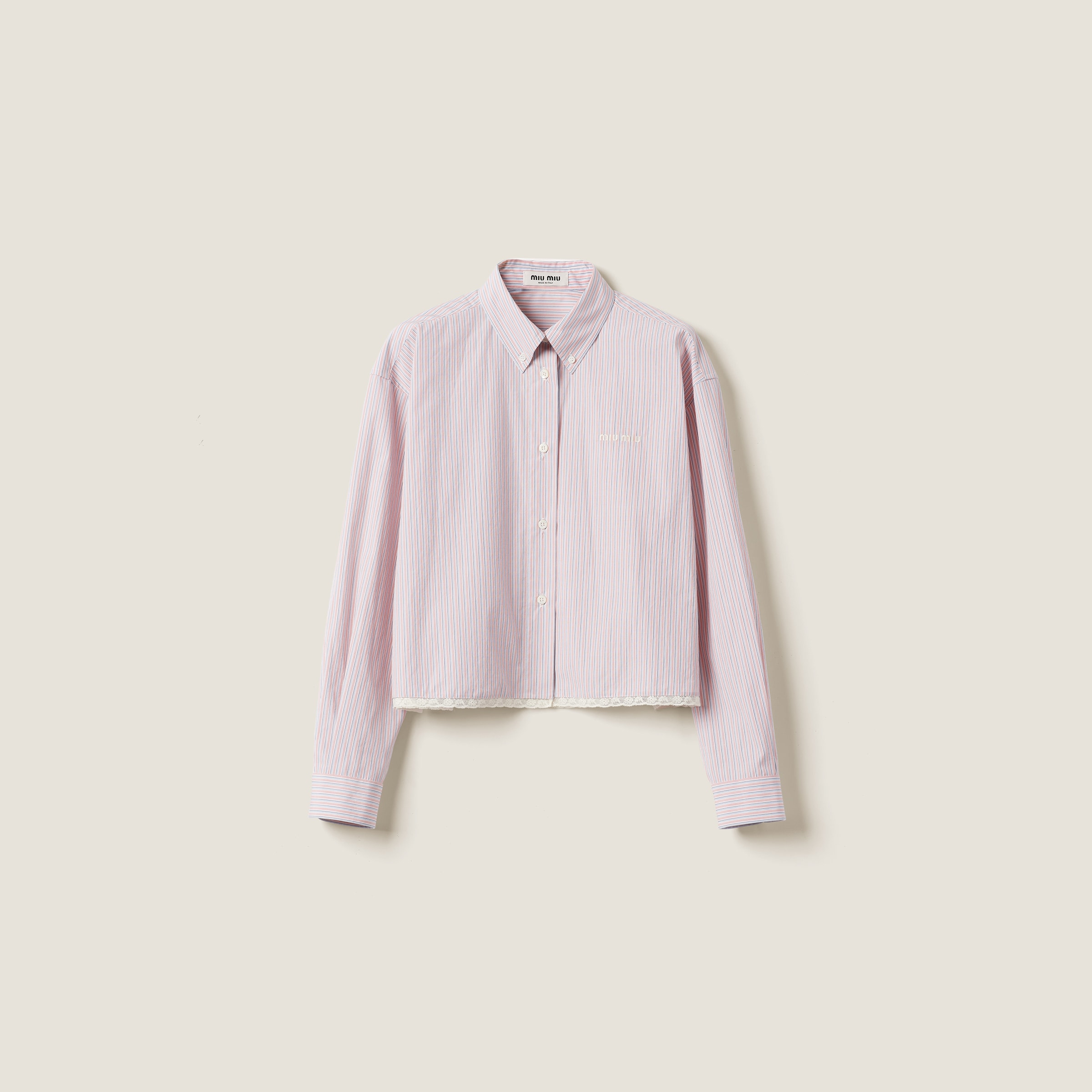 Miumiu Striped Shirt In Pink